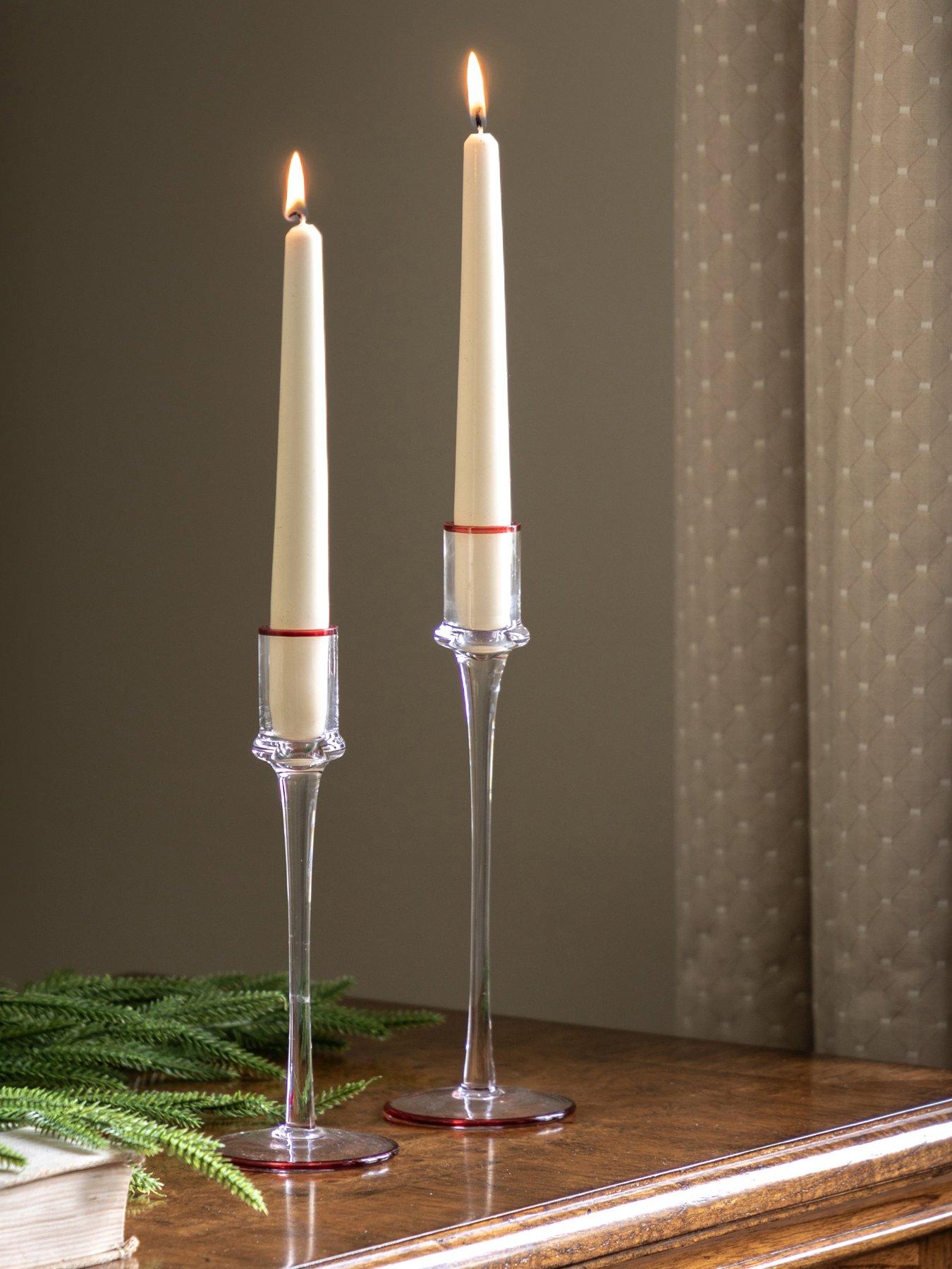 Gallery Direct Red Rim Glass Candle Sticks Pk2