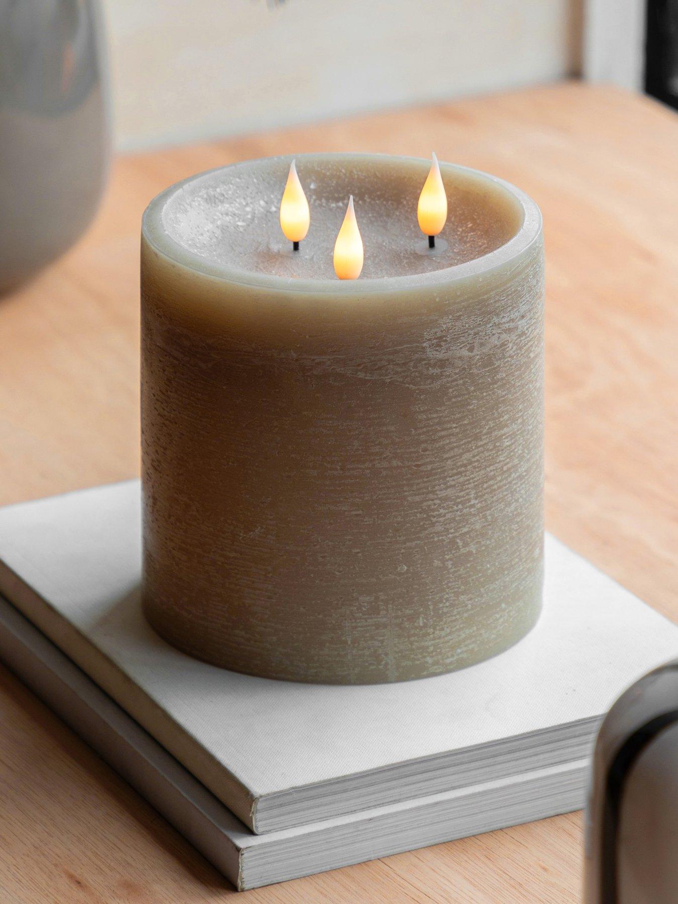 Gallery Direct Remote Control 3 Wick Led Canle - Greige