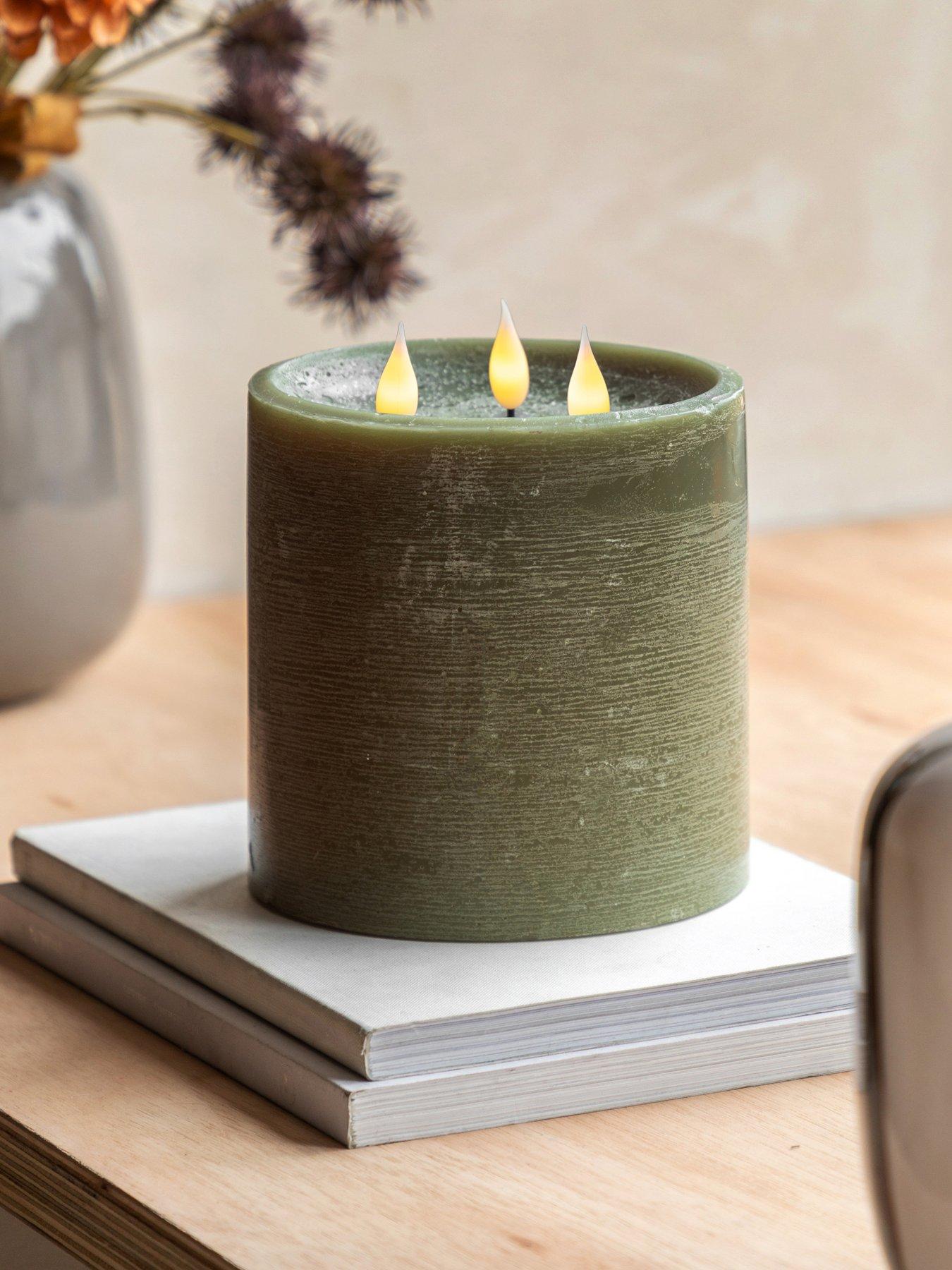Gallery Direct Remote Control 3 Wick Led Candle - Olive
