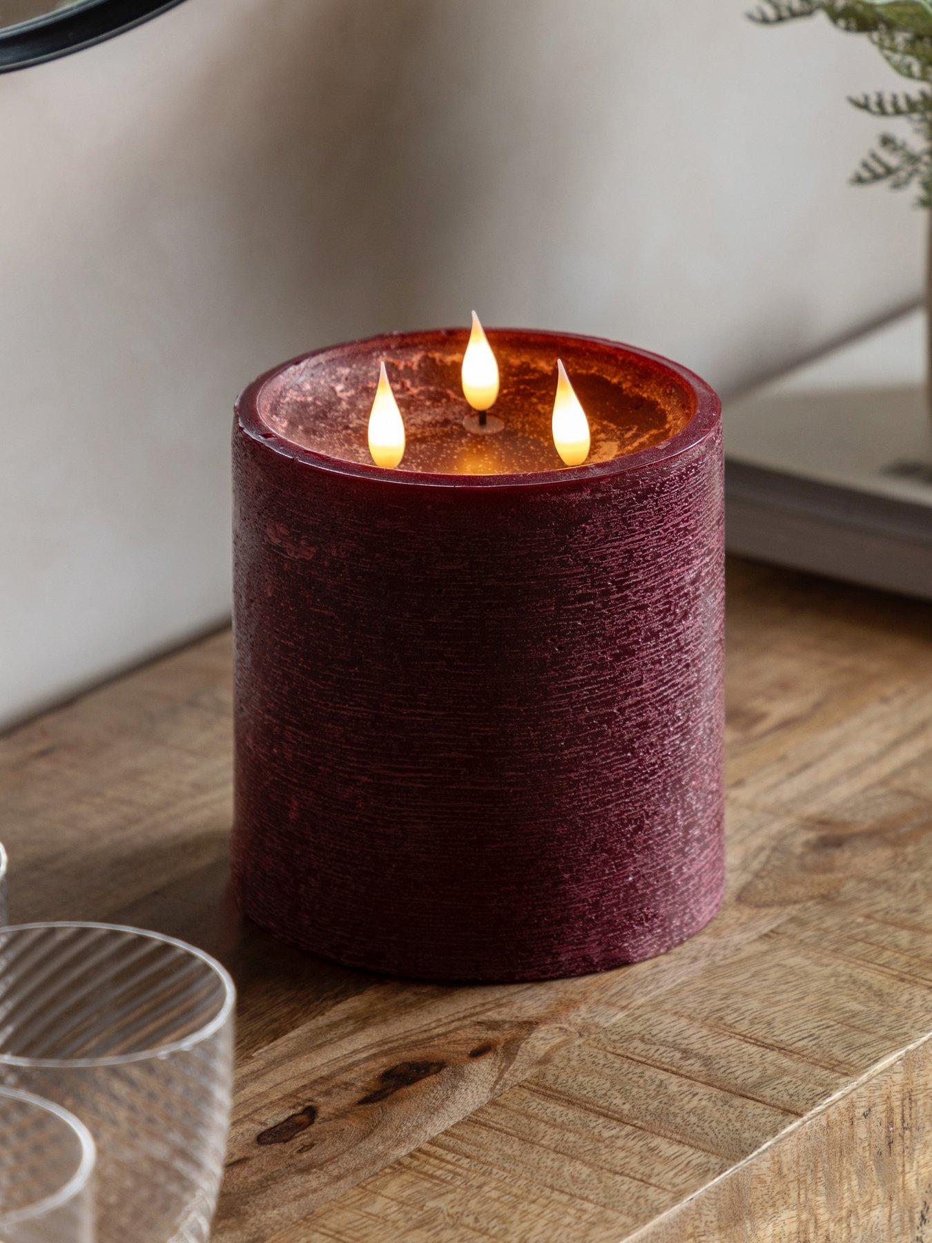 Gallery Direct Remote Control 3 Wick Led Canle - Oxblood