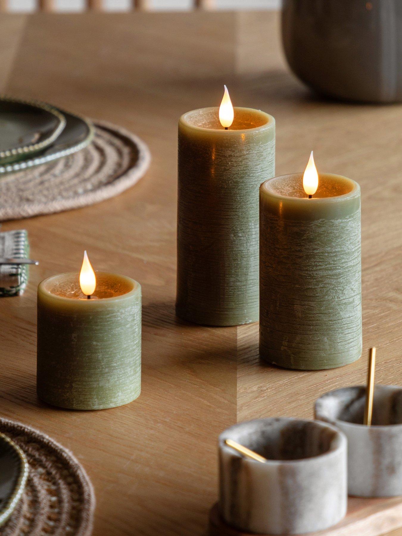 Gallery Direct Remote Control 3 pack Led Candle - Olive