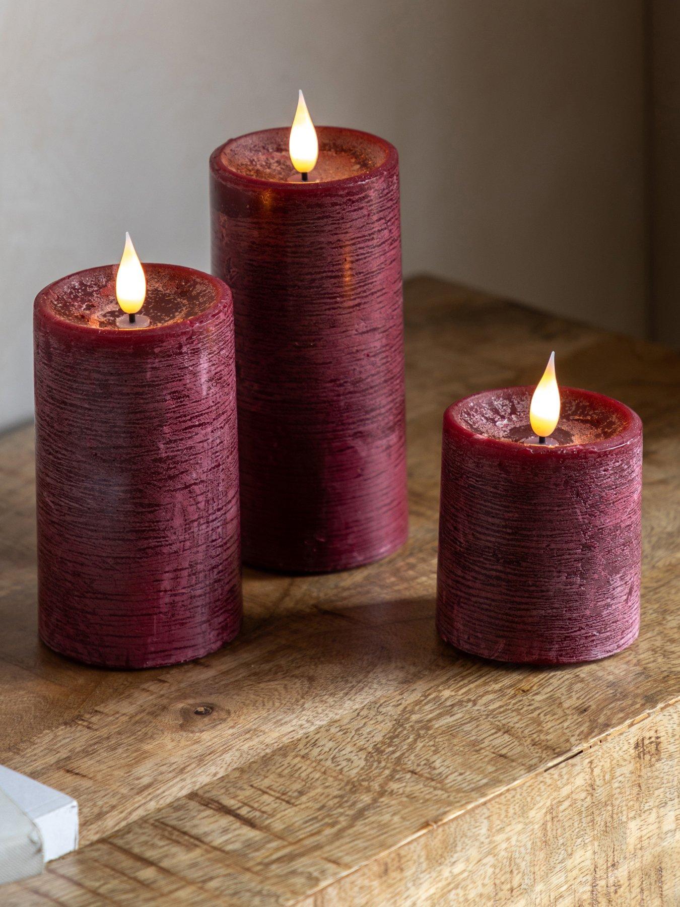 Gallery Direct Remote Control 3 pack Led Candle - Oxblood
