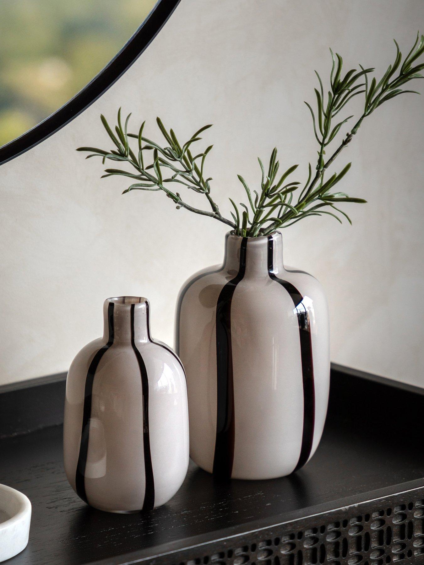 Gallery Direct Handblown Striped Glass Vase Monochome