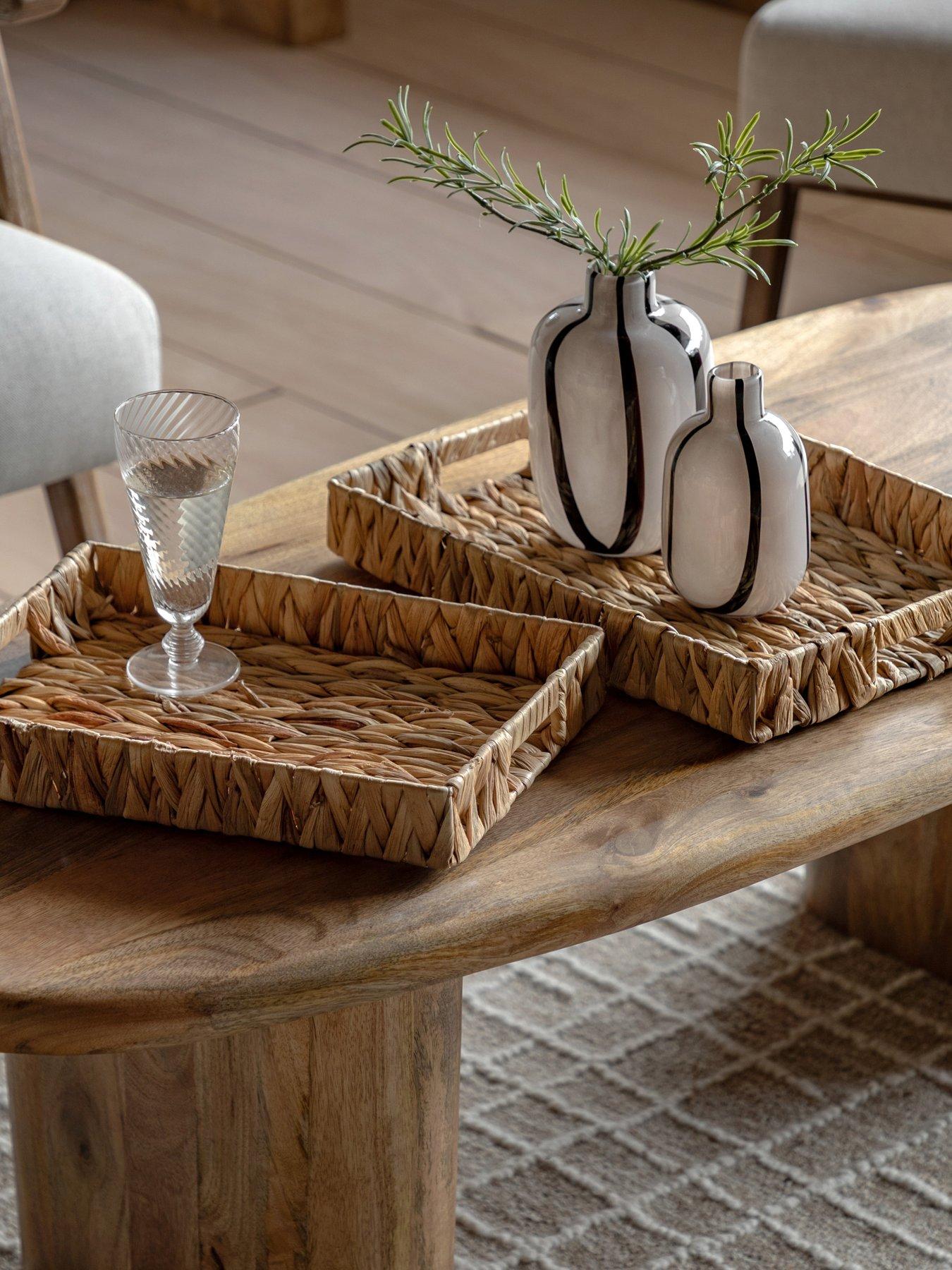 Gallery Direct Set Of 2 Woven Rectangle Trays Natural