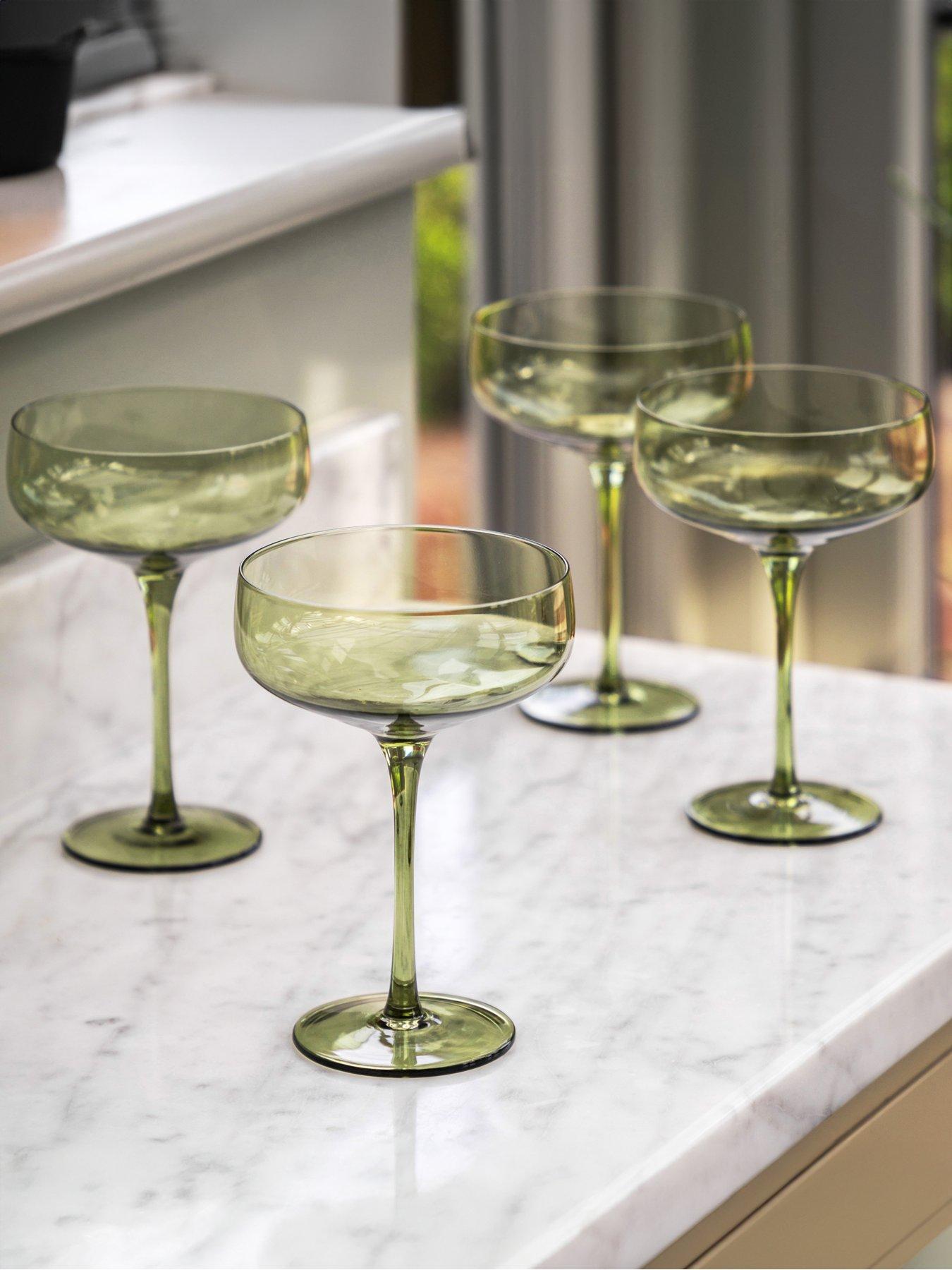 Gallery Direct Coupe Glass Green 4 pack