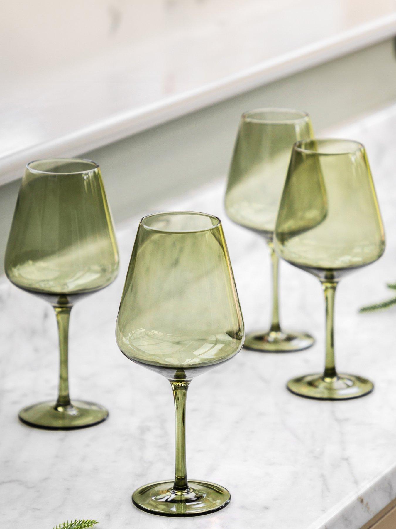 Gallery Direct Wine Glass Green Pk4