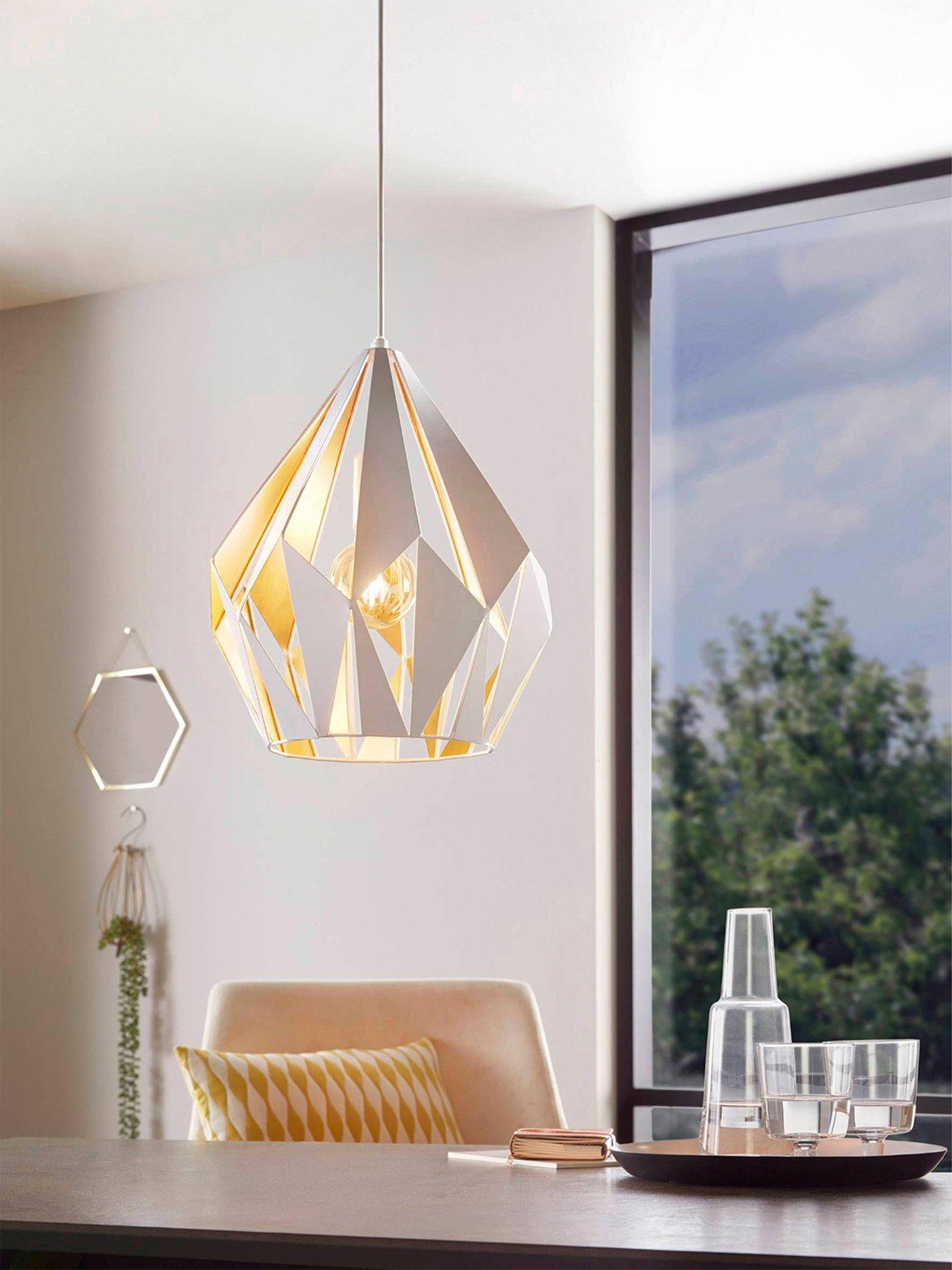 undefined Carlton 1 Steel White  &  Gold Geometric Modern Single Pendant