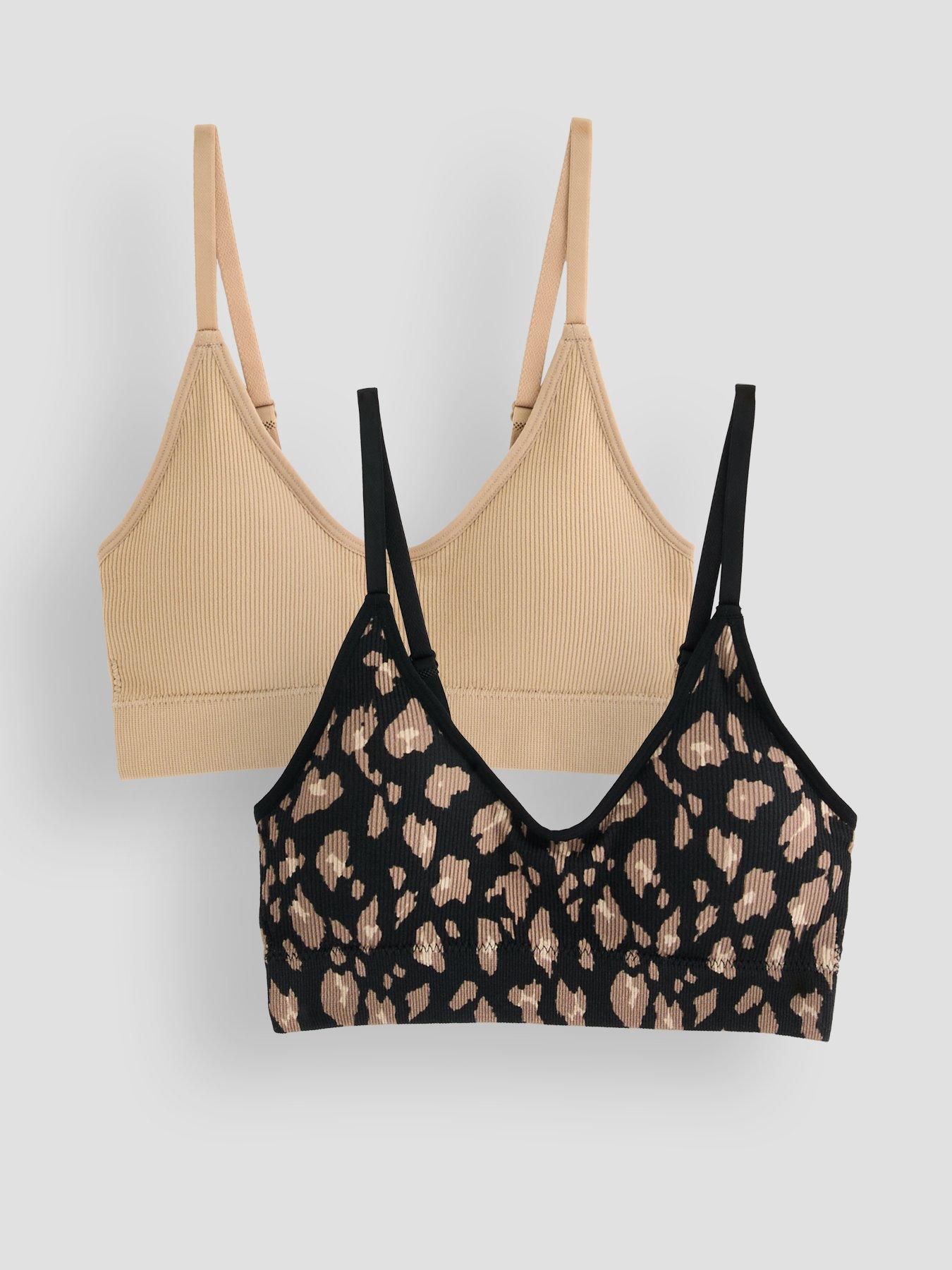Image 1 of 7 of The Very Collection 2 Pack Seamless Bra - Beige/Leopard Print