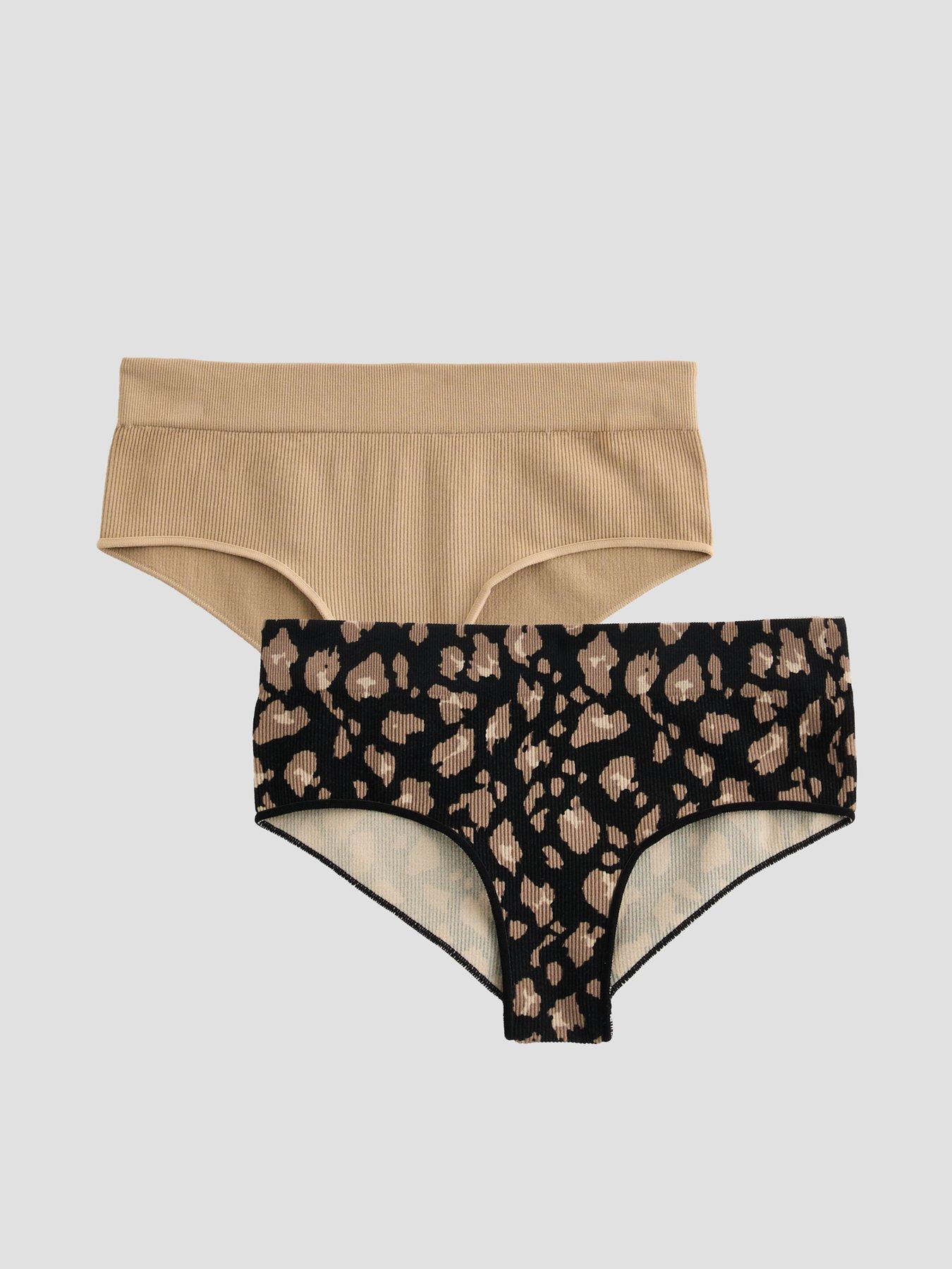 The Very Collection 2 Pack Seamless Briefs - Leopard Print/Beige