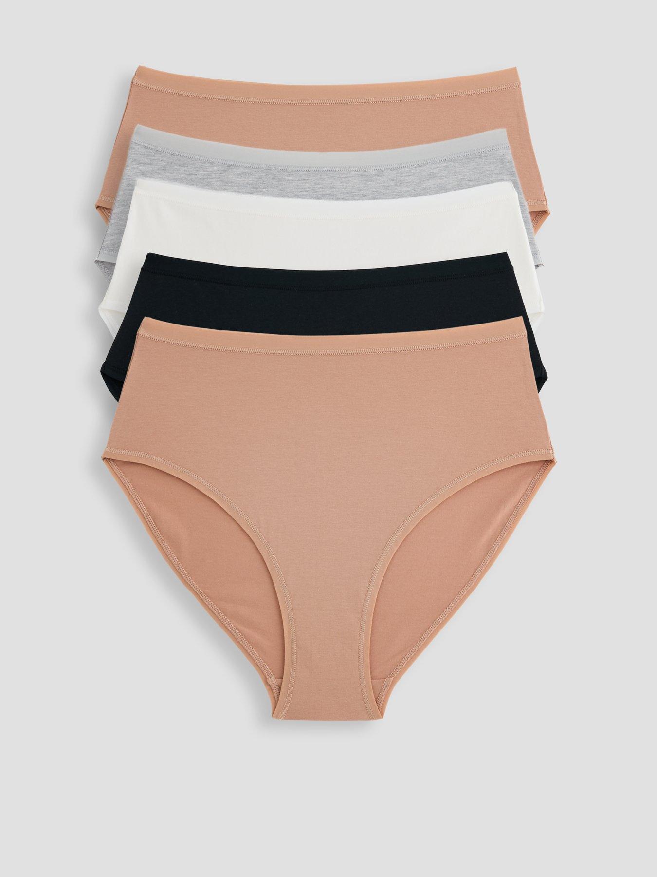 The Very Collection 5pk Cotton High Leg Briefs Neutrals