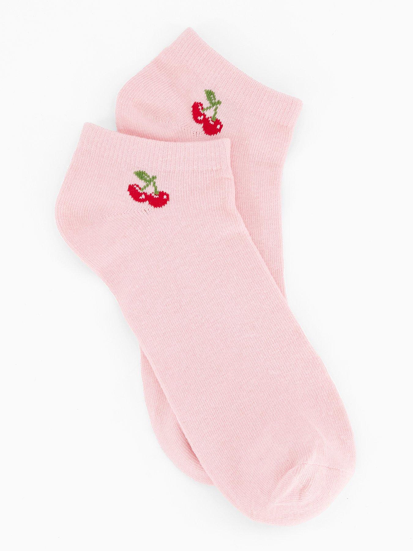 Image 2 of 3 of The Very Collection 5 Pack Cherry And Spots Trainer Socks - Pink