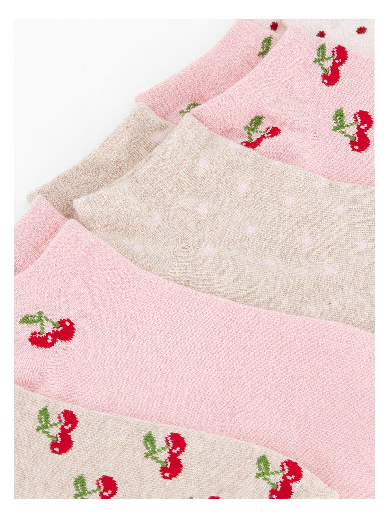 Image 3 of 3 of The Very Collection 5 Pack Cherry And Spots Trainer Socks - Pink