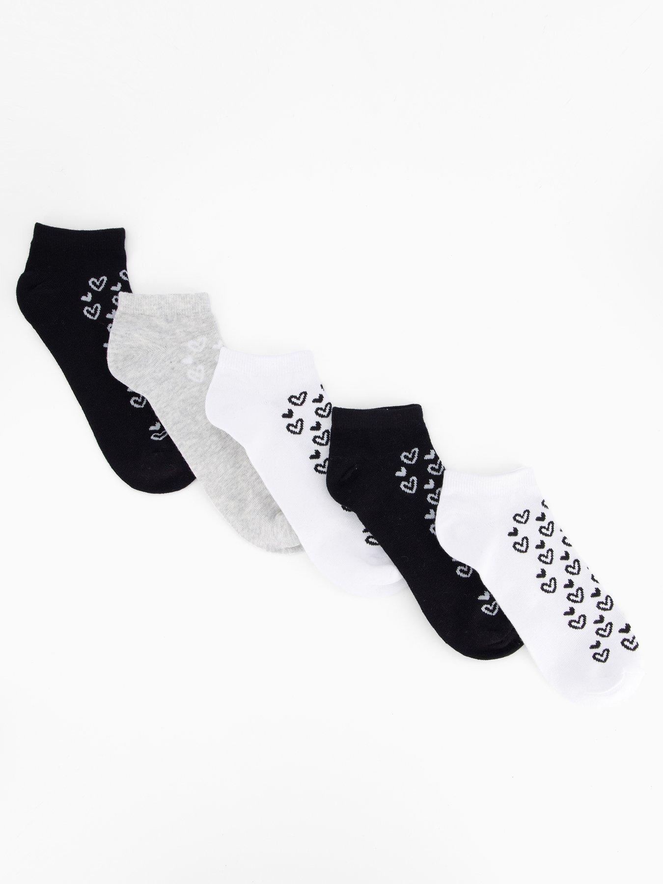 The Very Collection 5 Pack Trainer Socks Mono Hearts - Multi