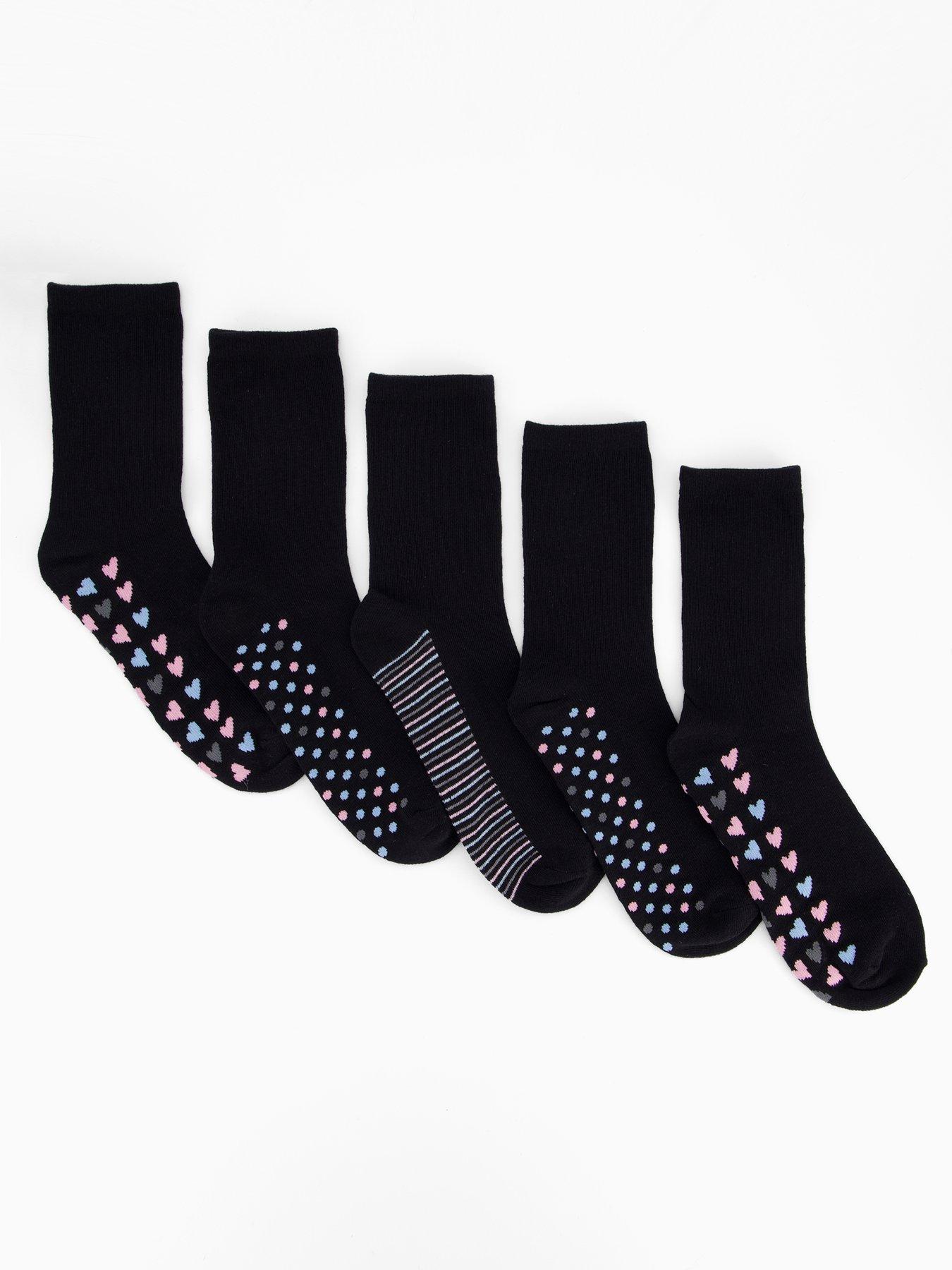 The Very Collection 5 Pack Ankle Socks Polka Dot - Black
