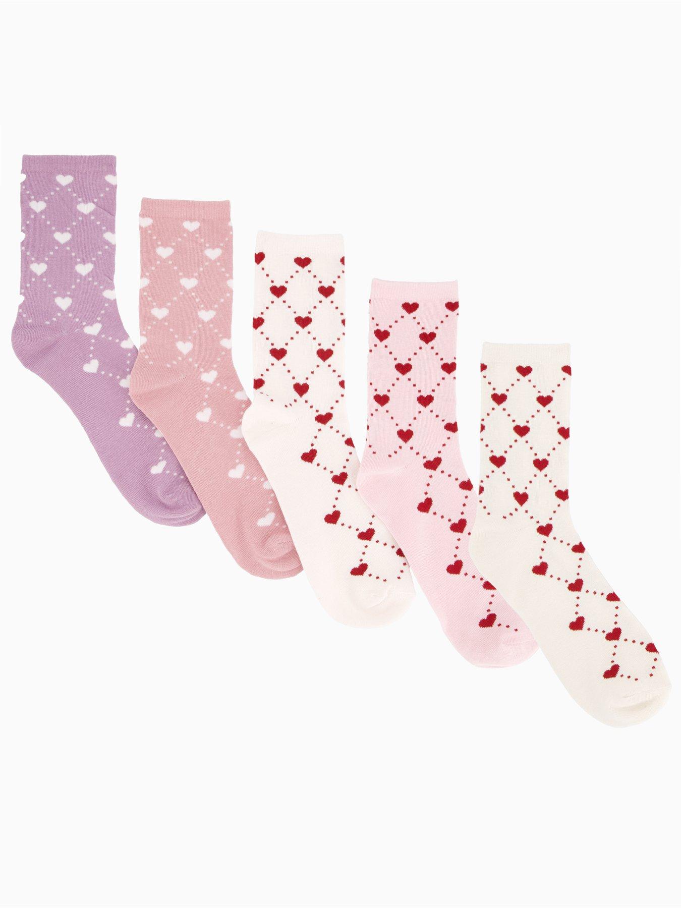 The Very Collection 5 Pack Ankle Socks Hearts - Multi