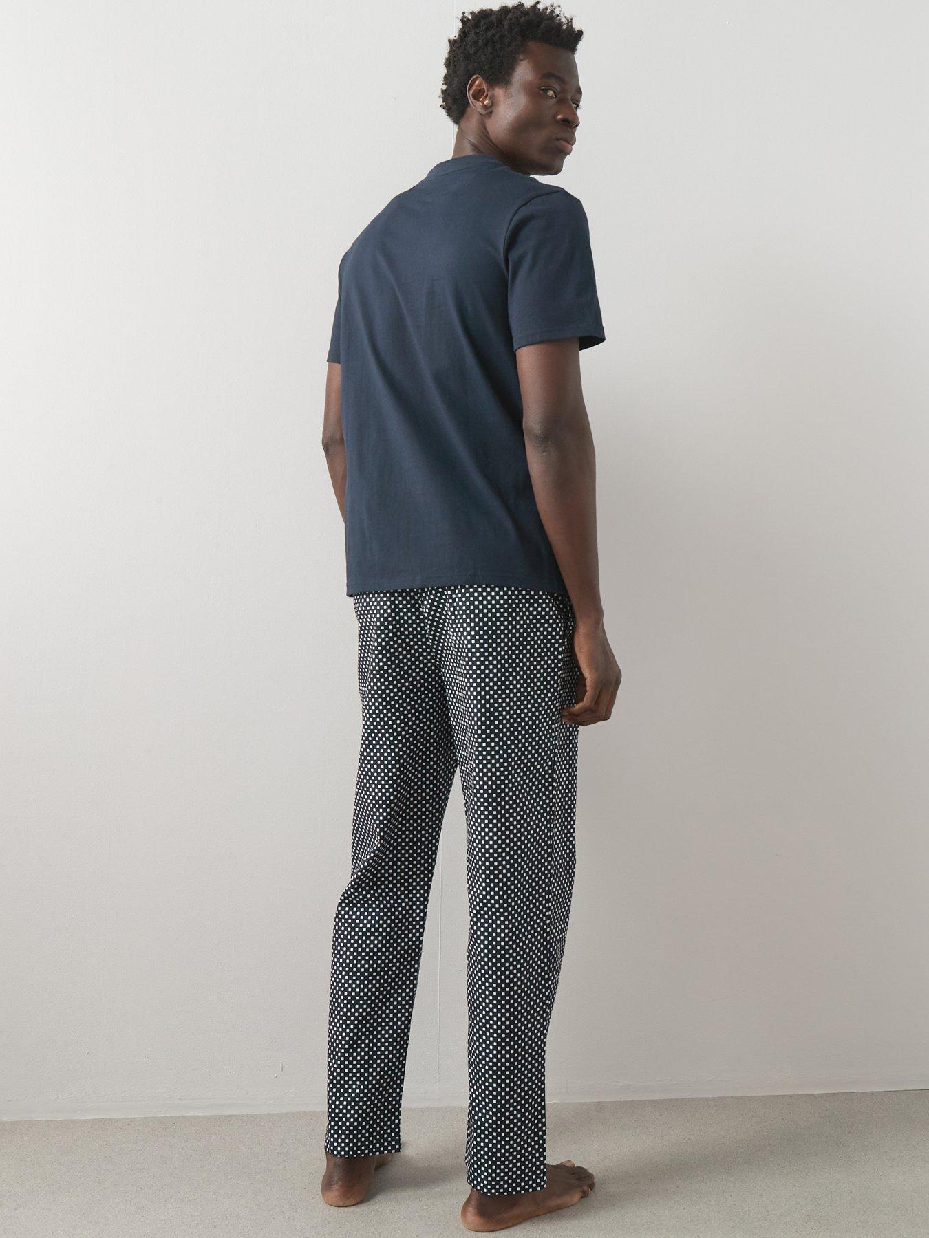 Image 2 of 7 of The Very Collection Pure Cotton Geo Print Jersey Pyjama Set - Navy