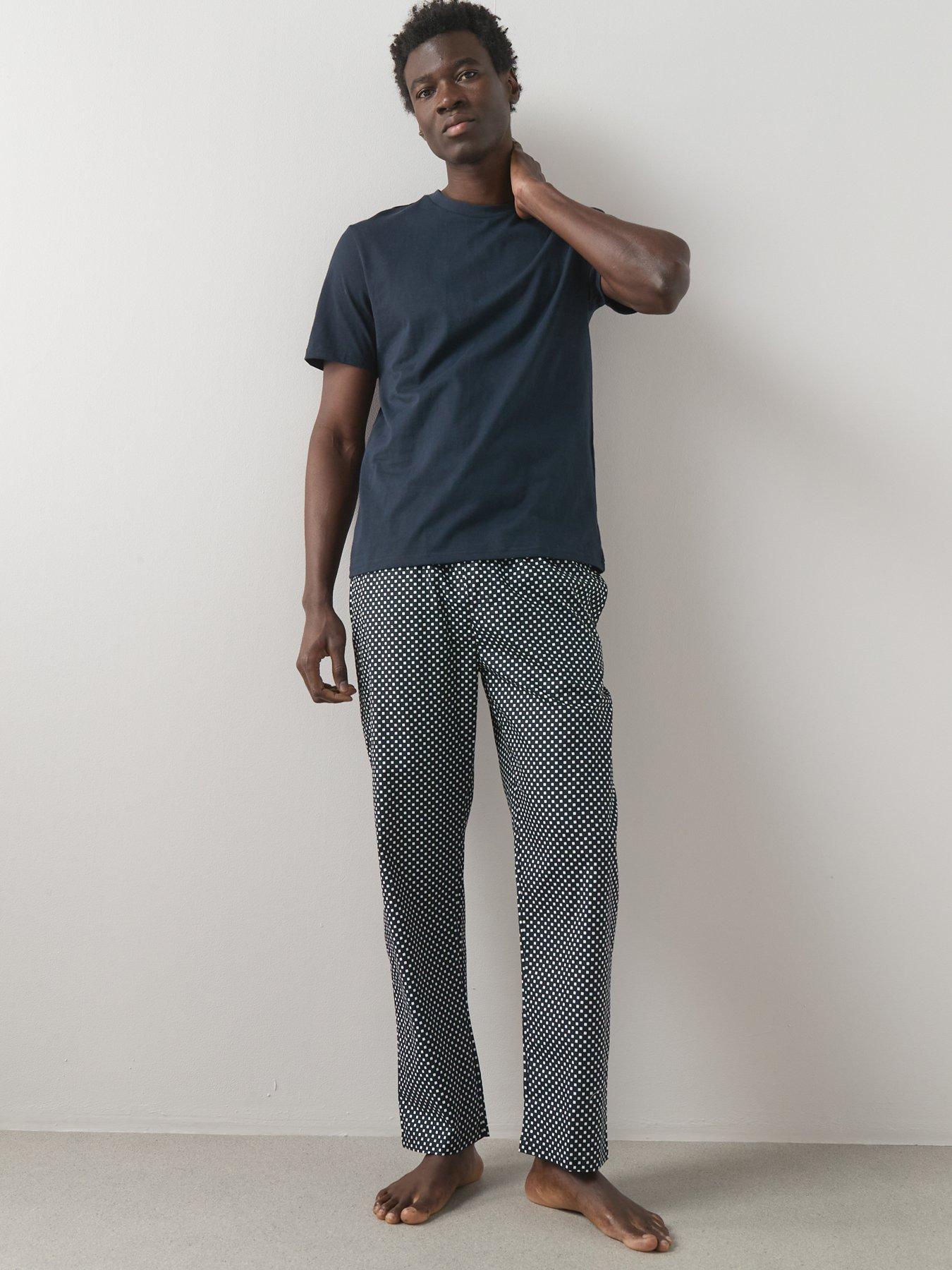 Image 3 of 7 of The Very Collection Pure Cotton Geo Print Jersey Pyjama Set - Navy