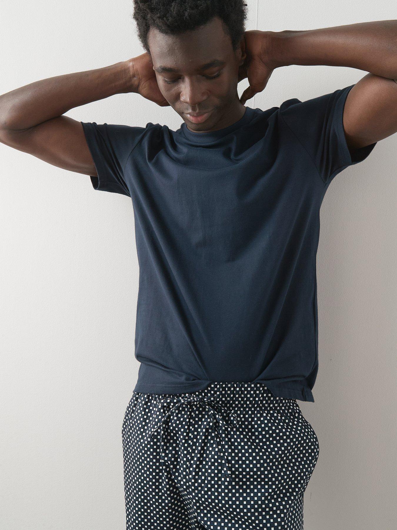 Image 4 of 7 of The Very Collection Pure Cotton Geo Print Jersey Pyjama Set - Navy