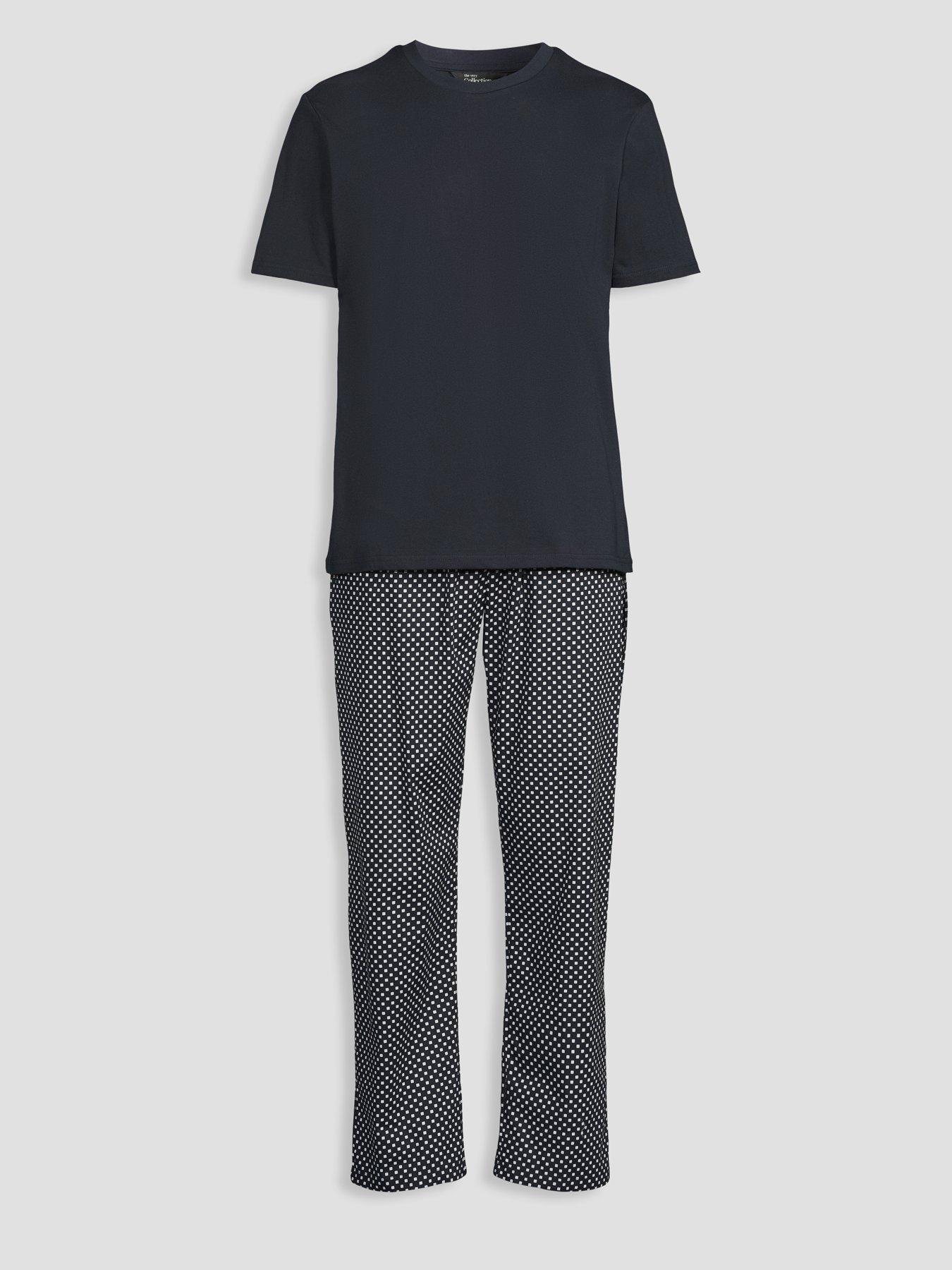 Image 7 of 7 of The Very Collection Pure Cotton Geo Print Jersey Pyjama Set - Navy
