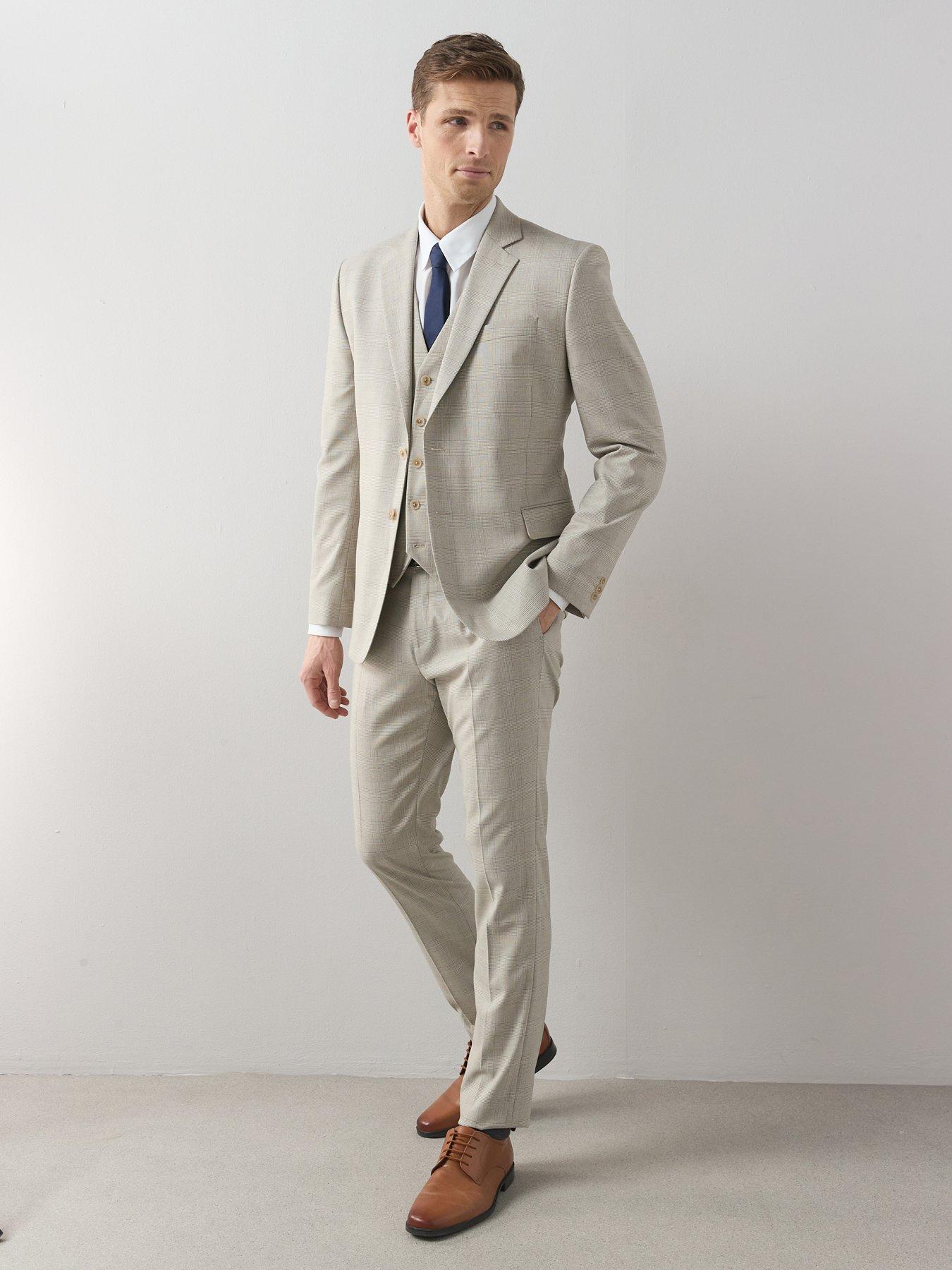 The Very Collection Checked Suit Trousers - Stone