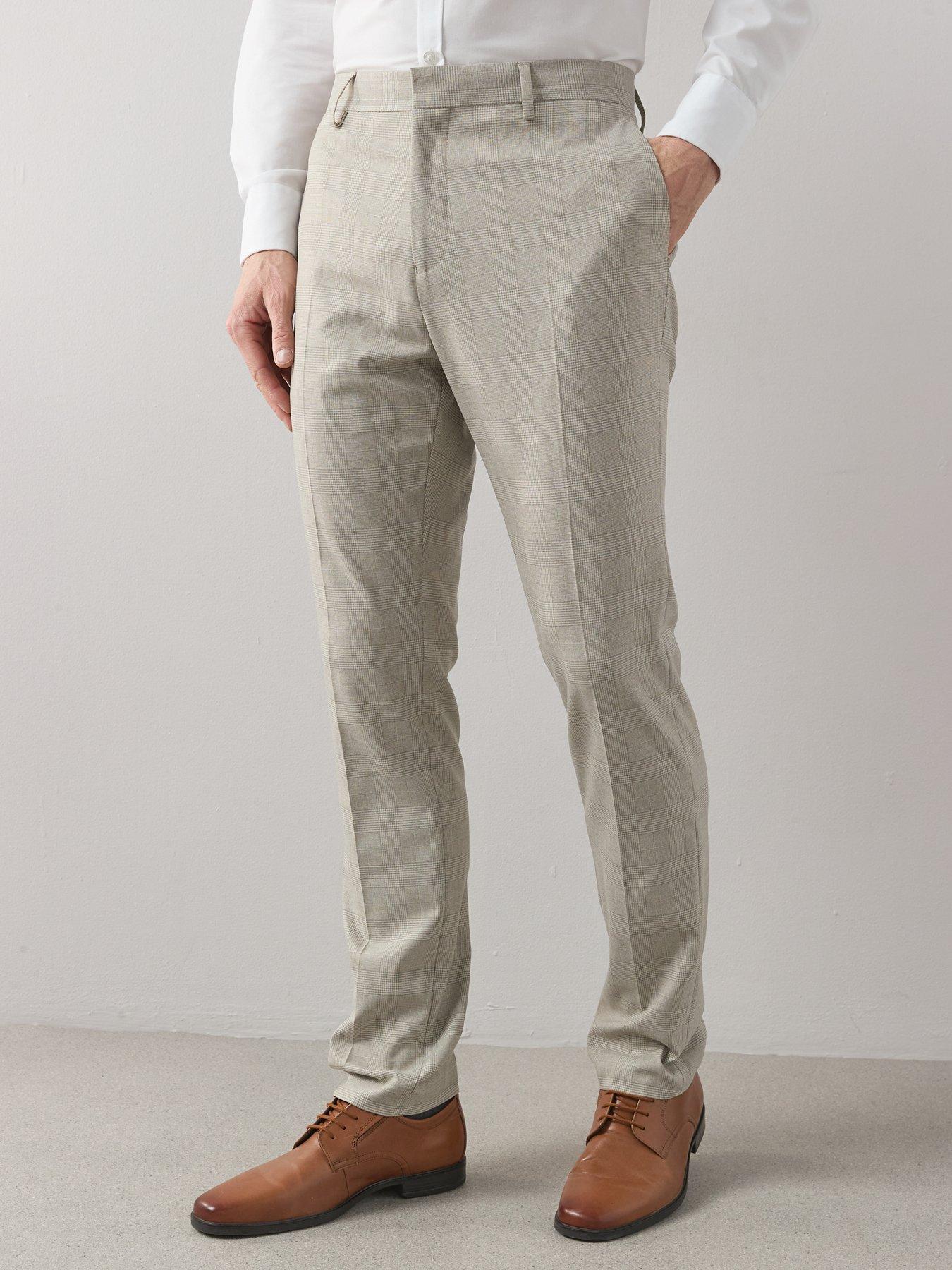 Image 4 of 6 of The Very Collection Checked Suit Trousers - Stone