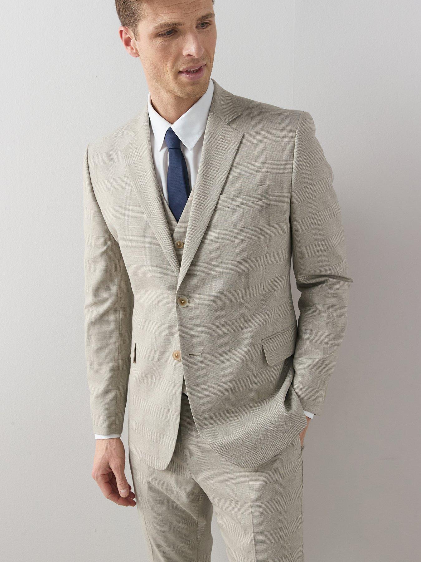 Image 5 of 6 of The Very Collection Checked Suit Trousers - Stone