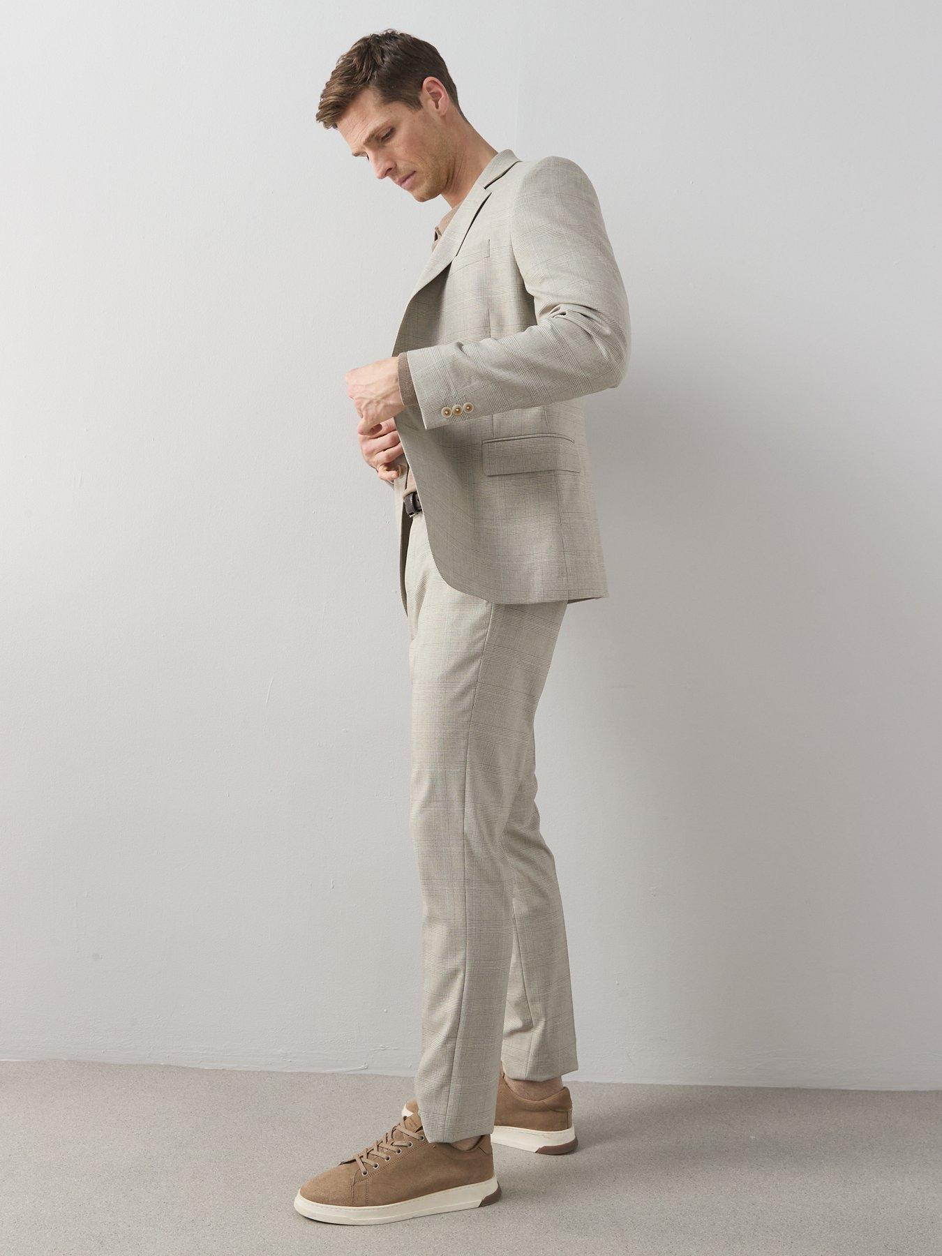 Image 6 of 6 of The Very Collection Checked Suit Trousers - Stone