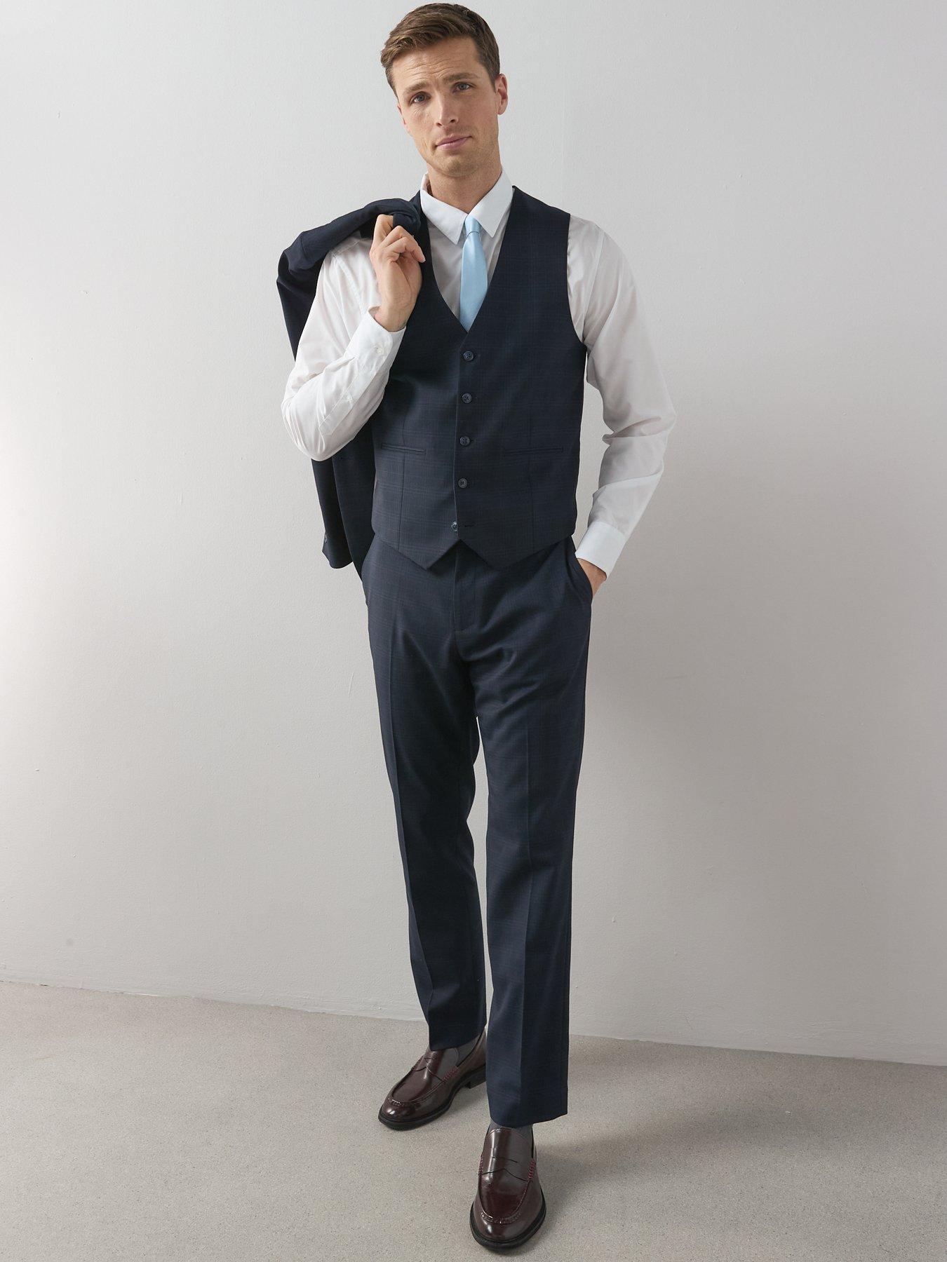 Image 5 of 6 of The Very Collection Wool Blend Checked Suit Trouser - Navy