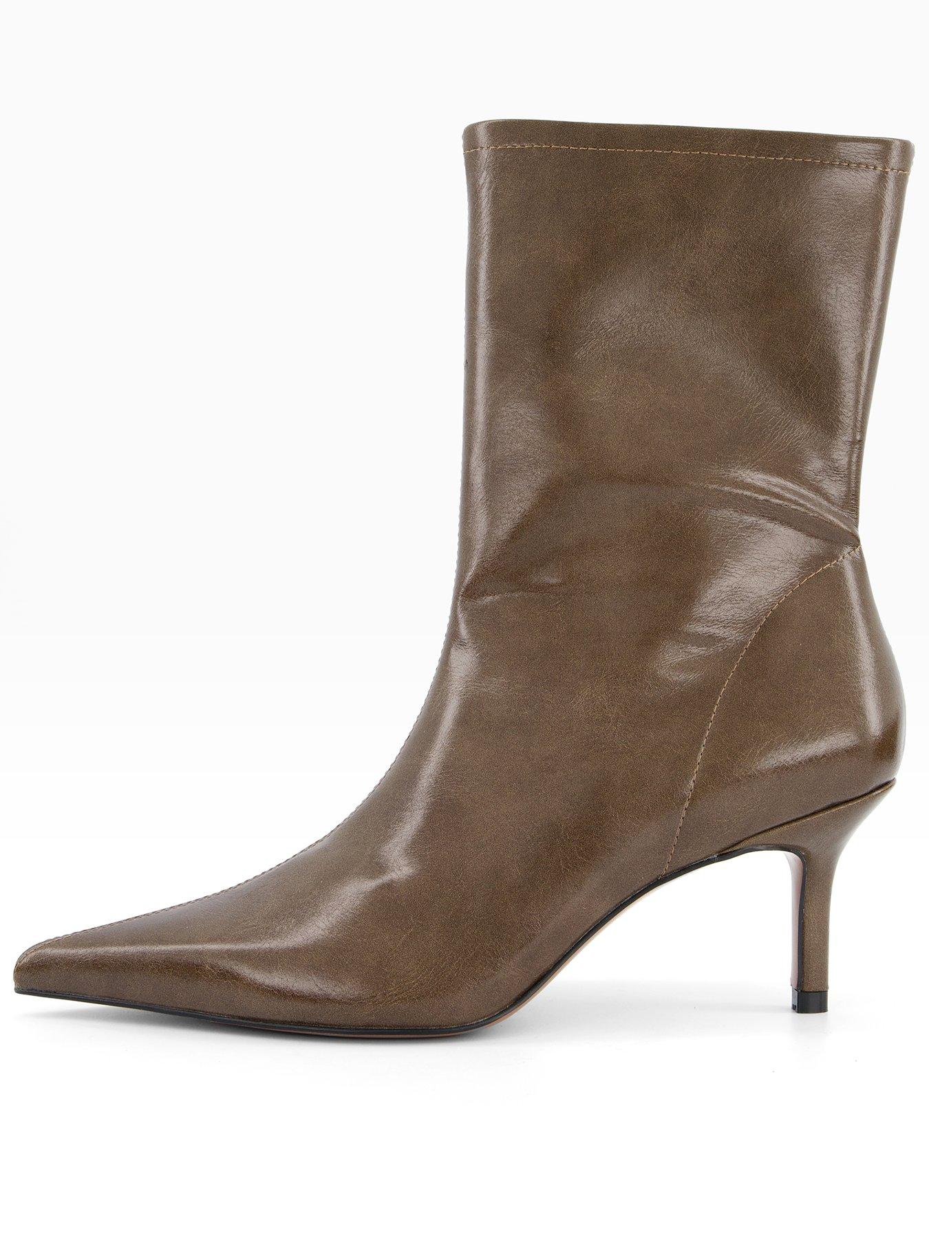The Very Collection Wide Fit Pointed Heeled Ankle Boot - Green