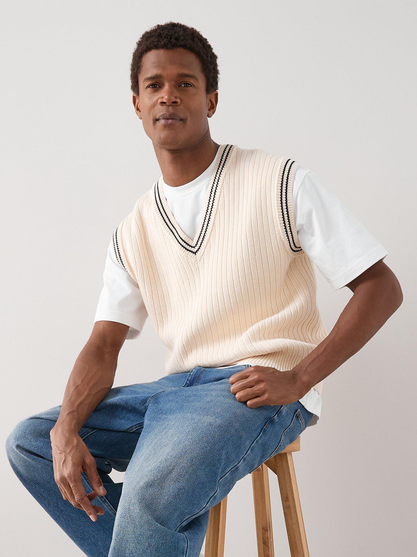 The Very Collection Pure Cotton Plain Knitted Vest - Stone