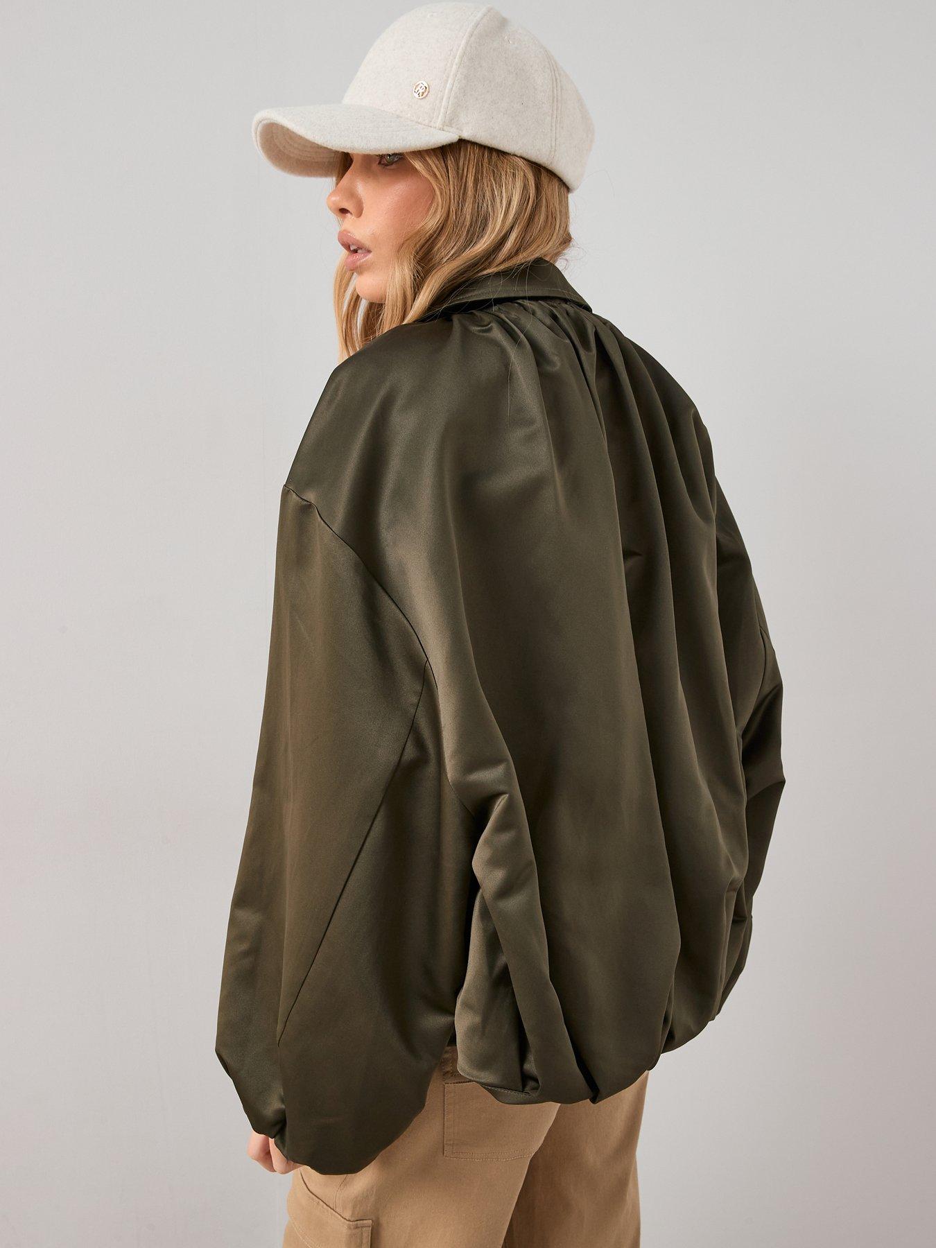 Image 2 of 6 of The Very Collection Soft Volume Bubble Hem Jacket &nbsp;- Khaki