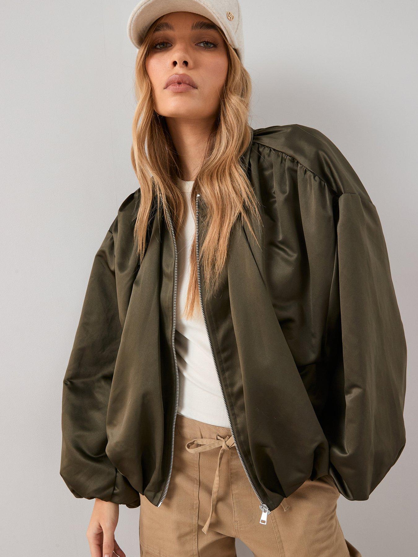 Image 6 of 6 of The Very Collection Soft Volume Bubble Hem Jacket &nbsp;- Khaki