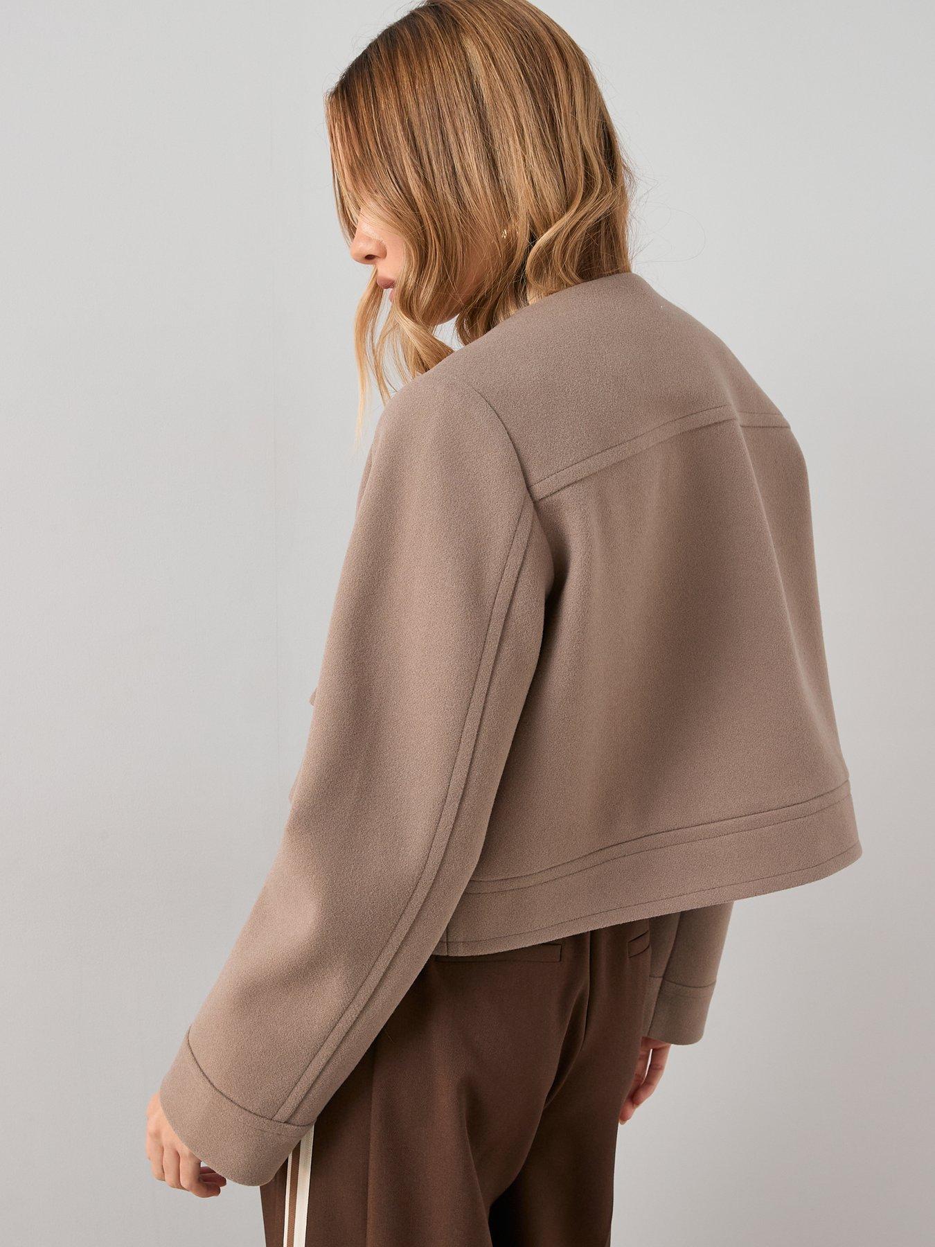 Image 2 of 6 of The Very Collection Faux Wool Collarless Jacket - Beige