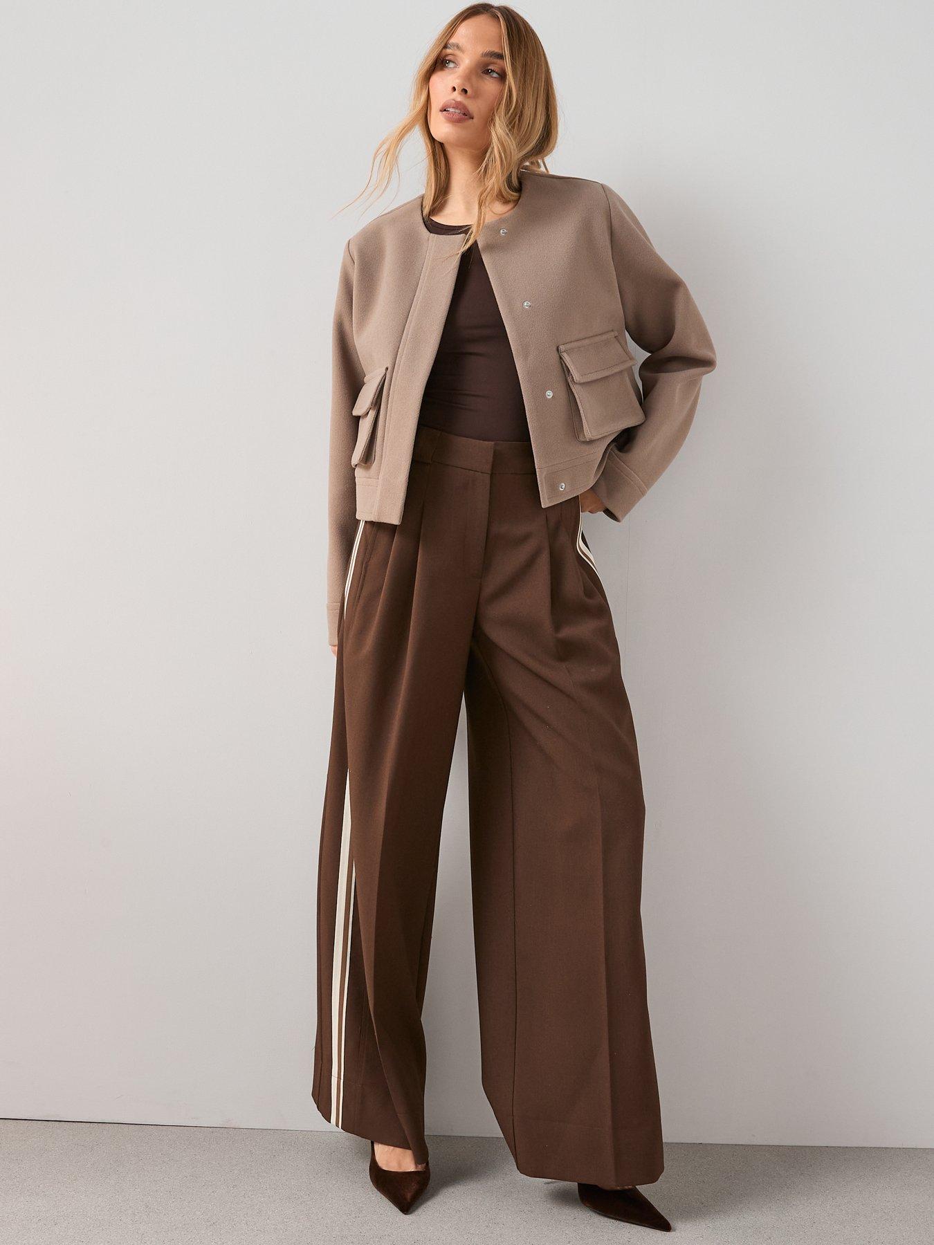 Image 3 of 6 of The Very Collection Faux Wool Collarless Jacket - Beige