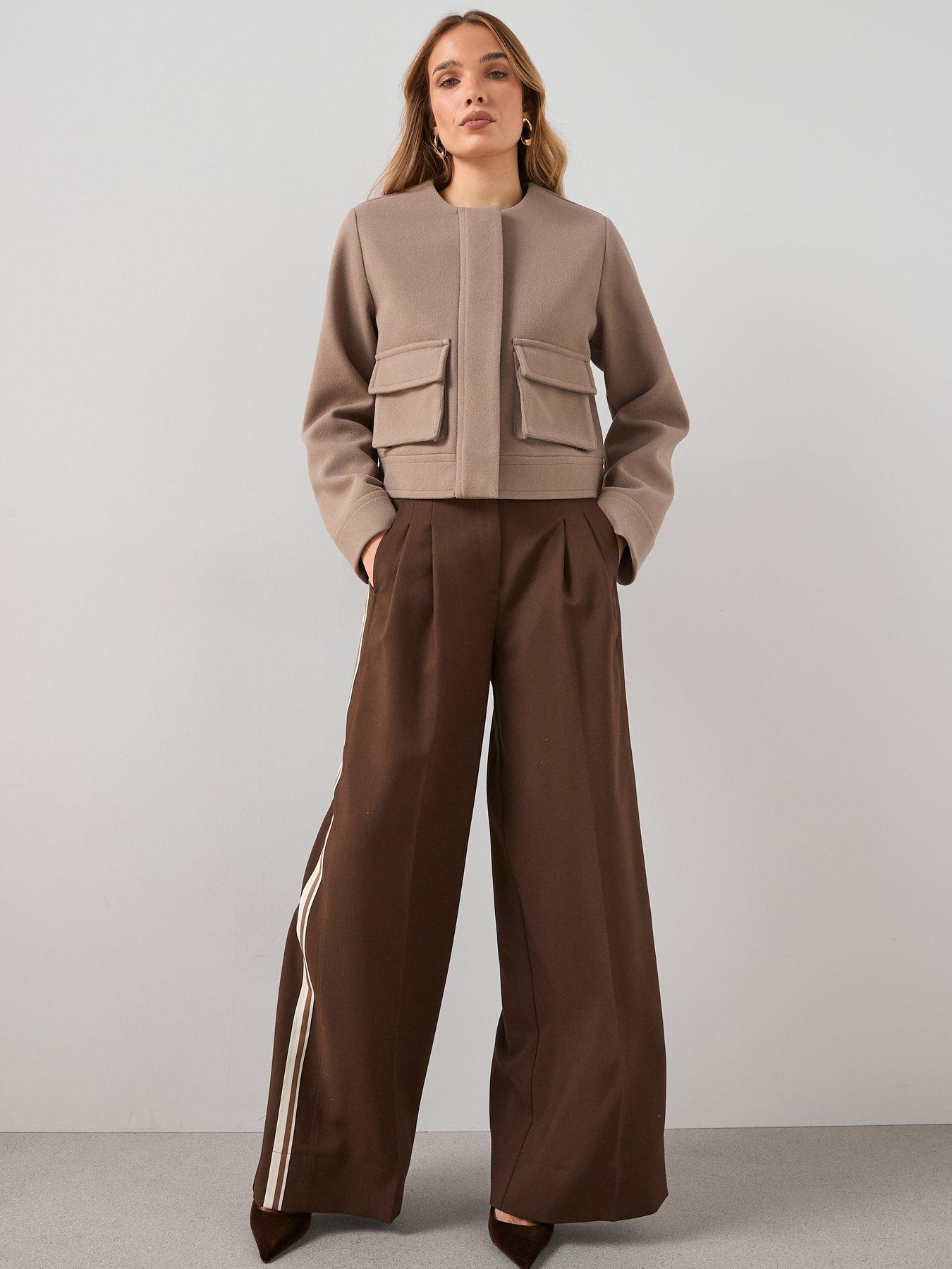 Image 6 of 6 of The Very Collection Faux Wool Collarless Jacket - Beige