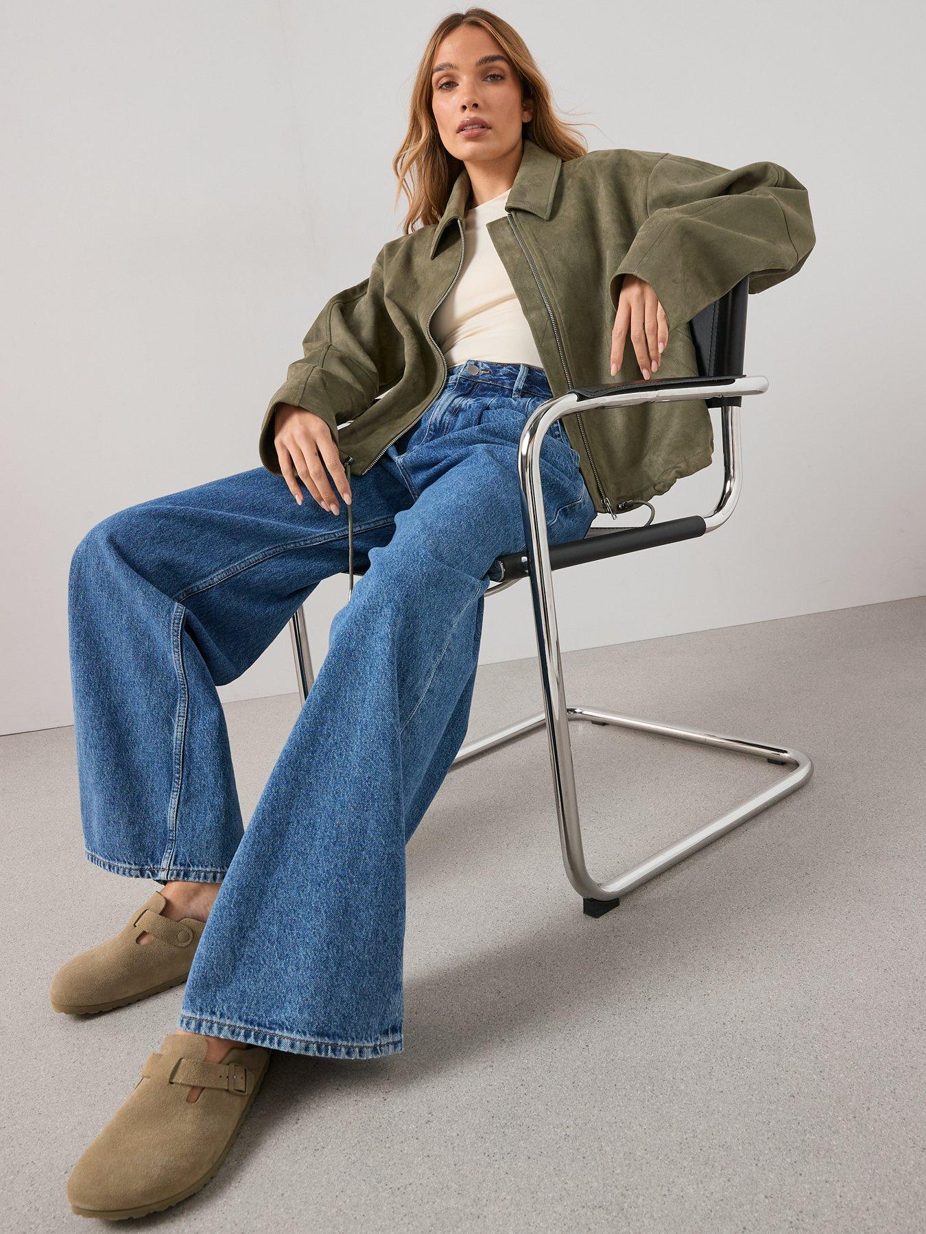 Image 4 of 6 of The Very Collection Faux Suede Adjustable Hem Jacket - Khaki