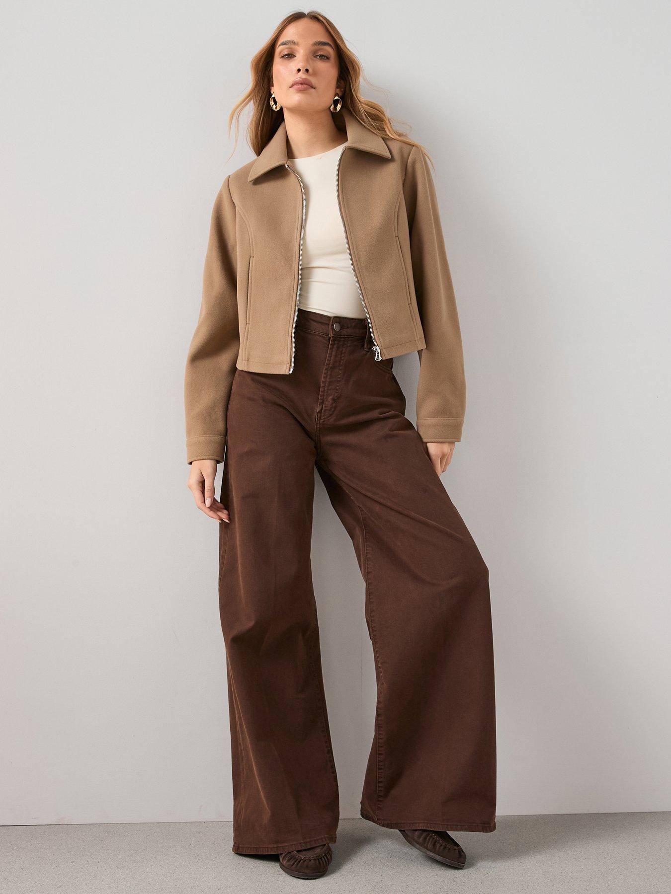 The Very Collection Faux Wool Bomber Jacket - Light Brown