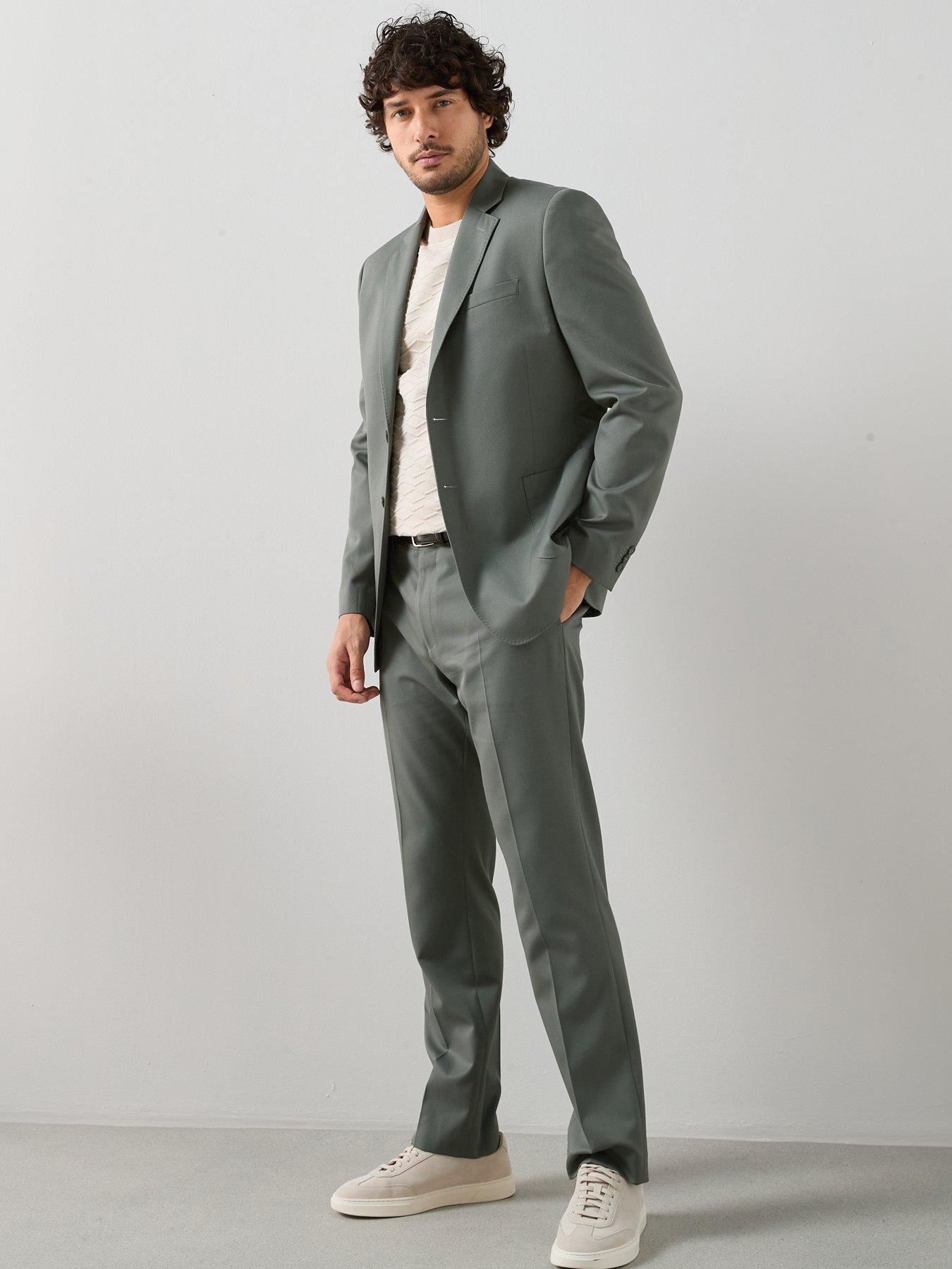 Image 1 of 7 of The Very Collection Regular Fit Textured Suit Trouser - Sage