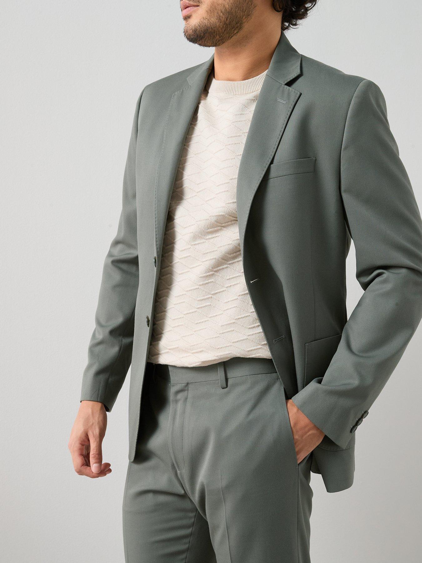 Image 4 of 7 of The Very Collection Regular Fit Textured Suit Trouser - Sage