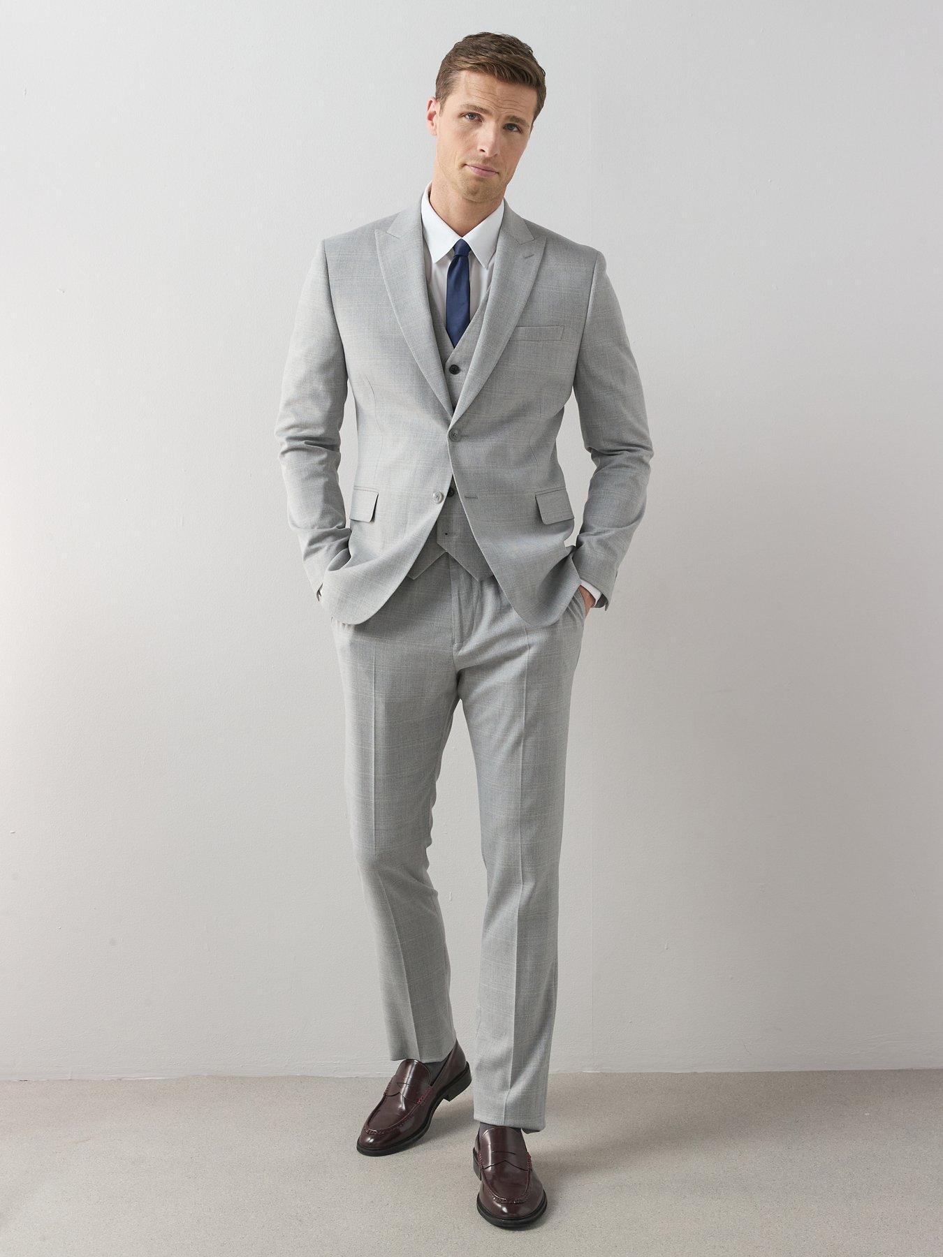 The Very Collection Slim Fit Suit Trousers - Light Grey