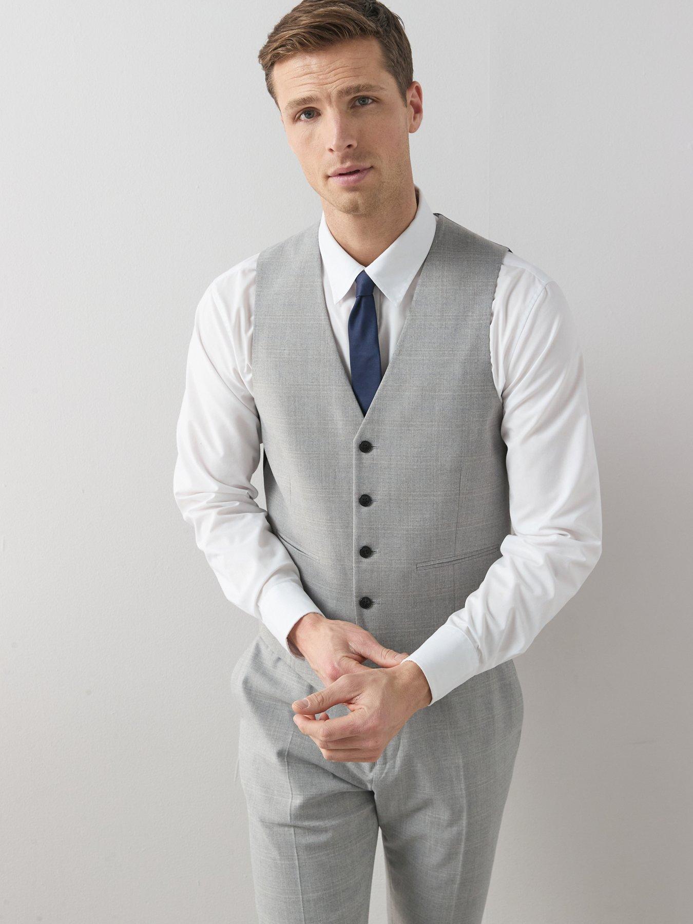 Image 1 of 6 of The Very Collection Slim Fit Waistcoat - Light Grey