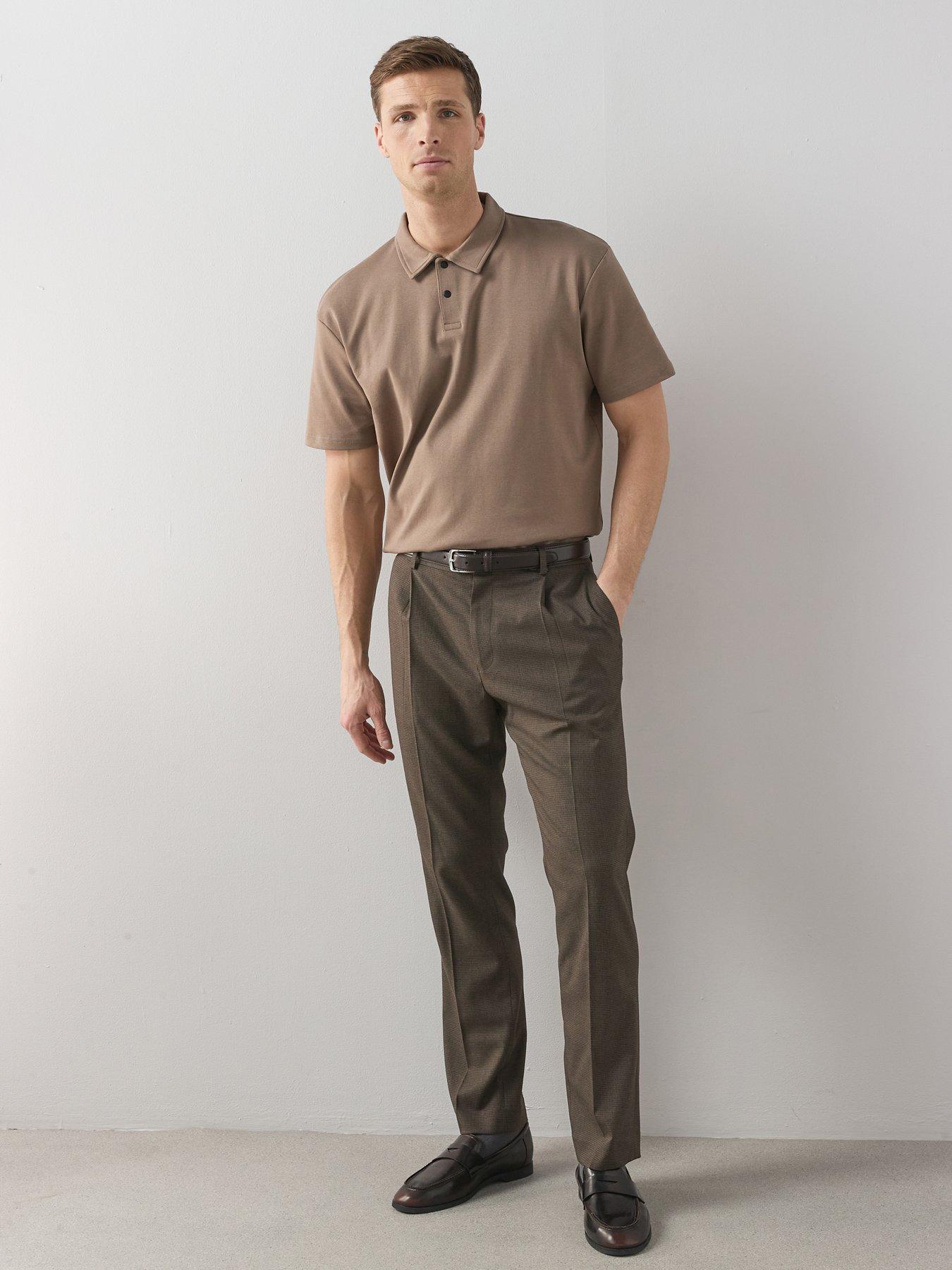 The Very Collection Slim Fit Micro Check Trousers - Brown