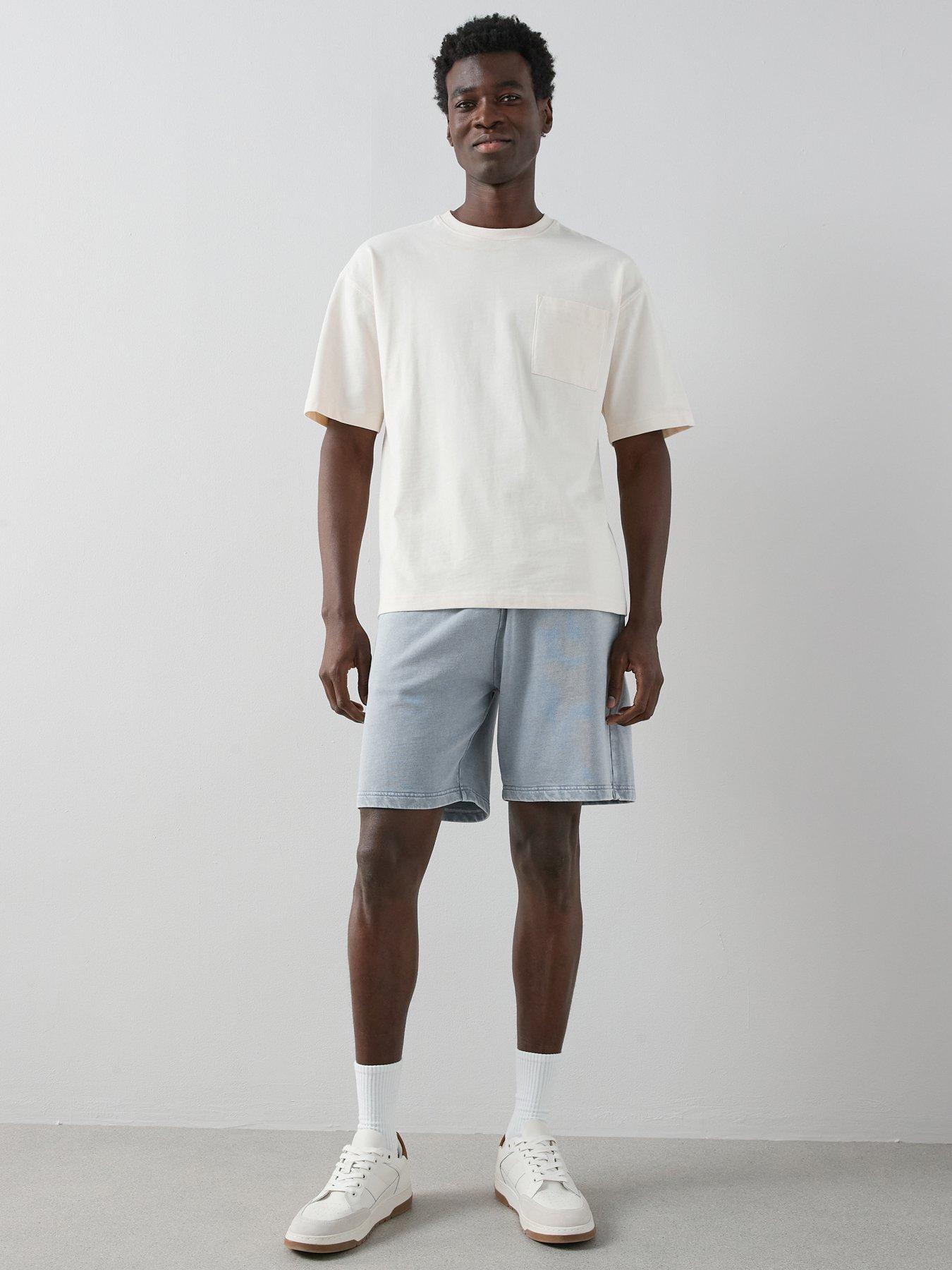 The Very Collection Pure Cotton Washed Jogger Shorts - Blue