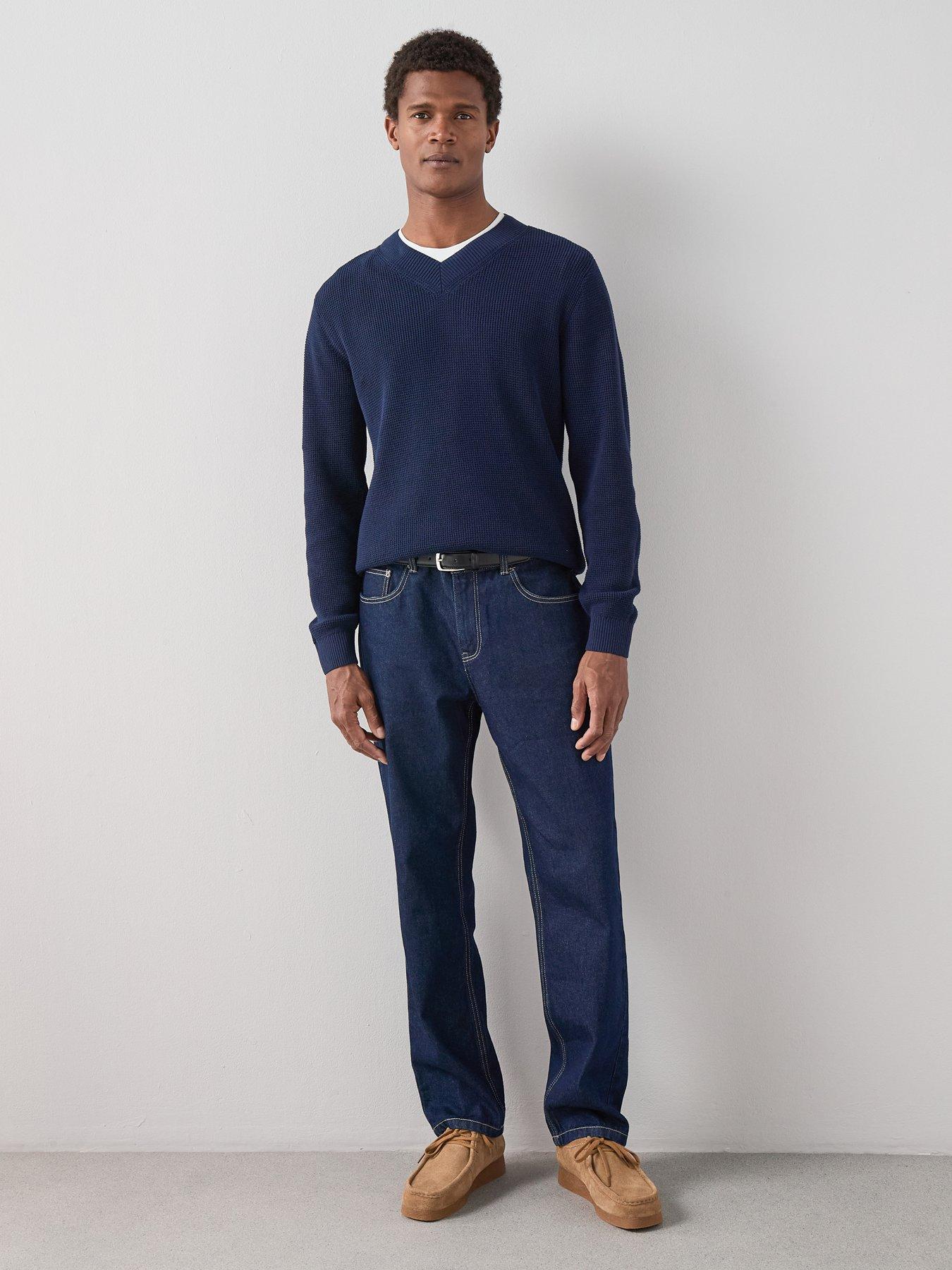 The Very Collection Wide Rib Knitted V-Neck Jumper - Navy | Very
