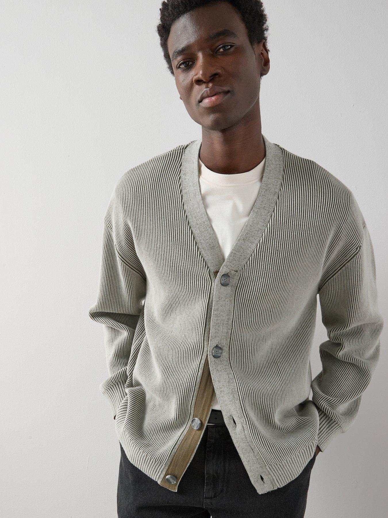 The Very Collection Washed Button Up Ribbed Cardigan - Green