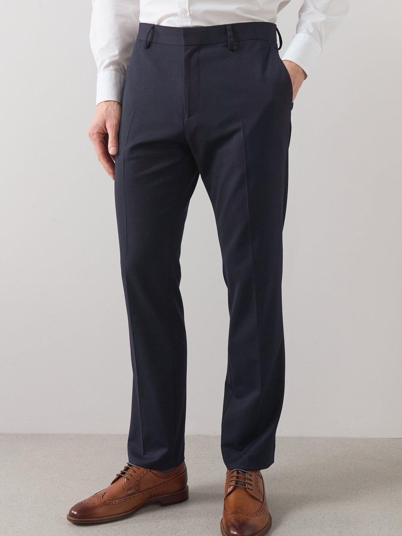 The Very Collection Jacquard Suit Trousers - Navy