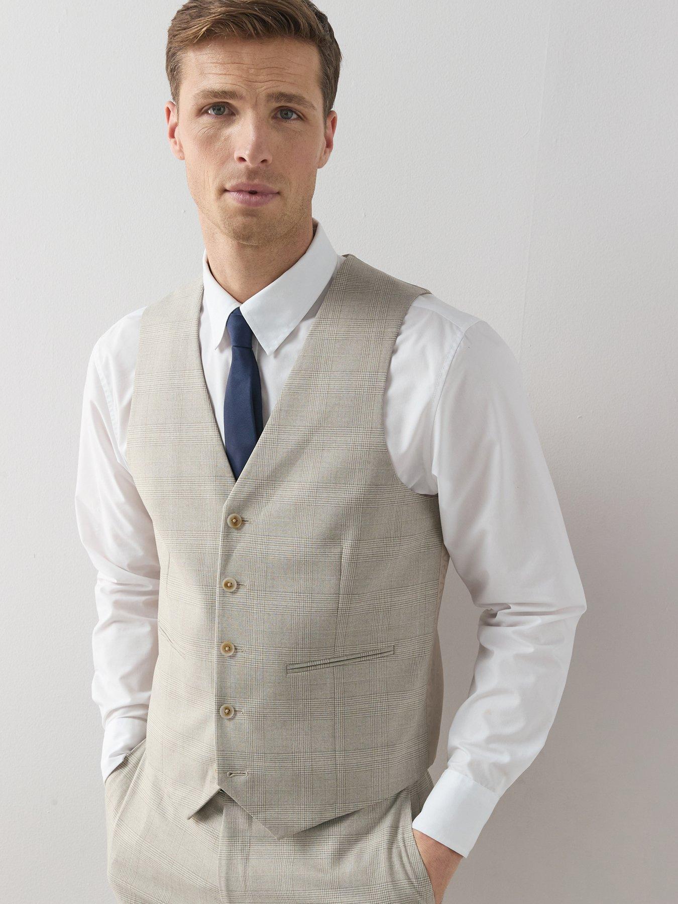 The Very Collection Checked Waistcoat - Stone