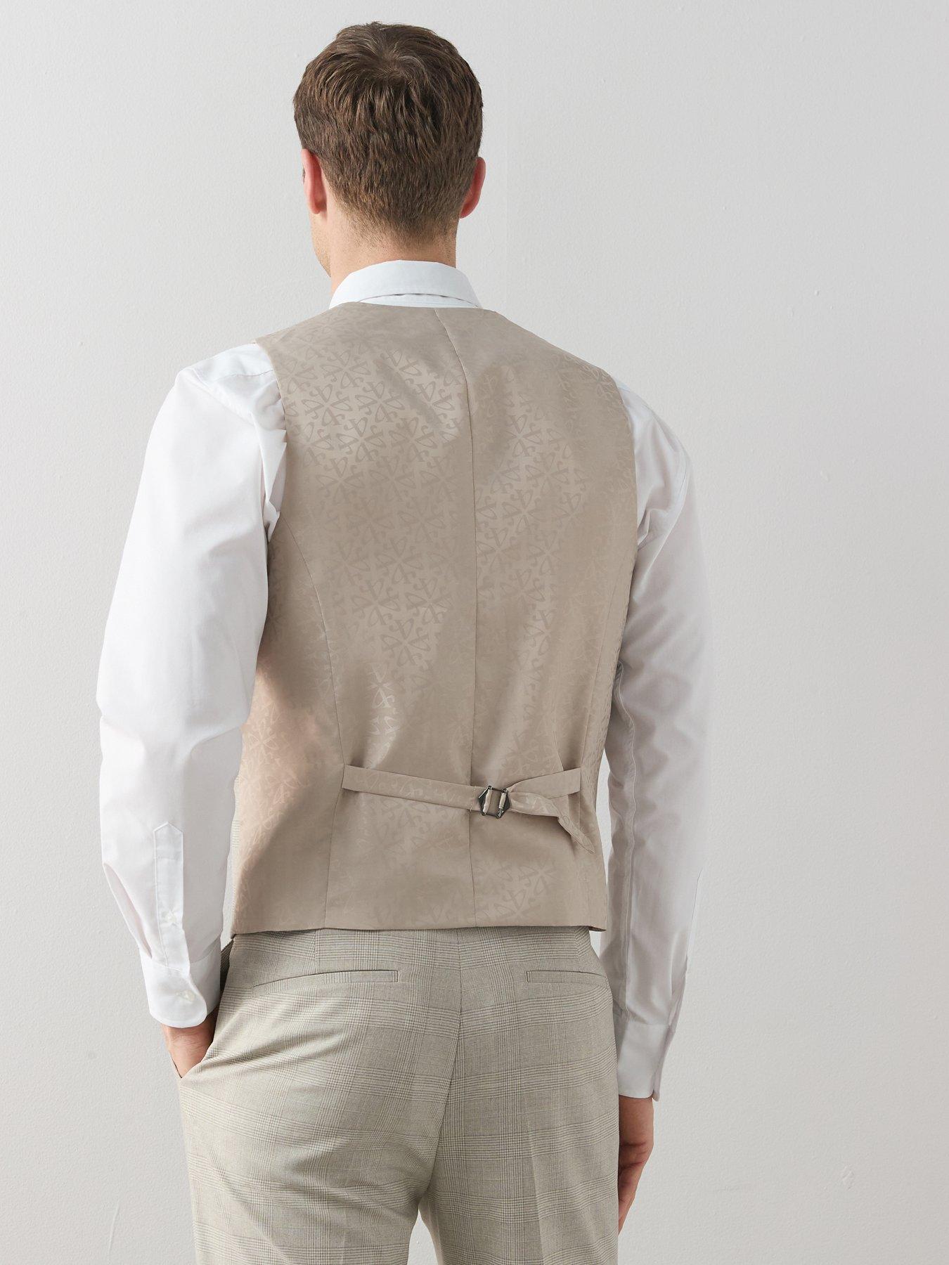 Image 2 of 6 of The Very Collection Checked Waistcoat - Stone
