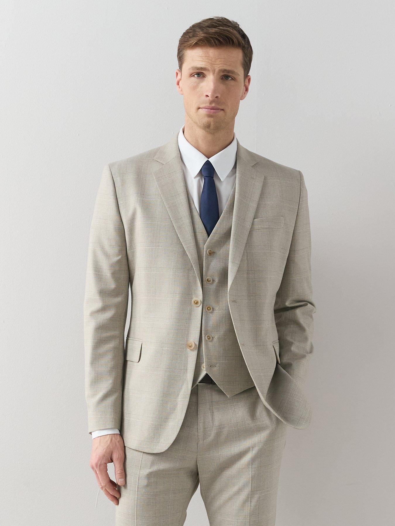 Image 4 of 6 of The Very Collection Checked Waistcoat - Stone
