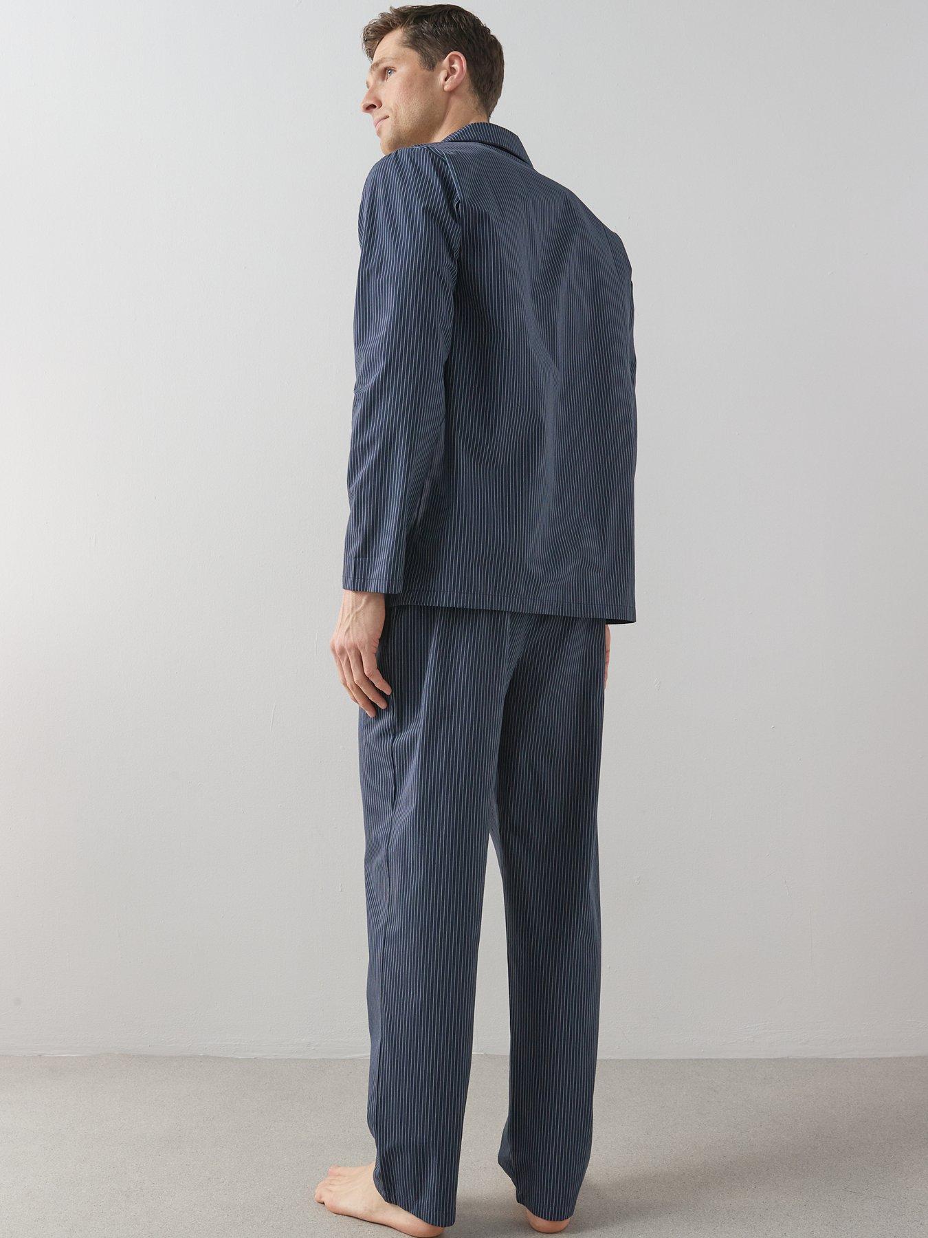 Image 2 of 7 of The Very Collection Pure Cotton Striped Revere Set - Navy